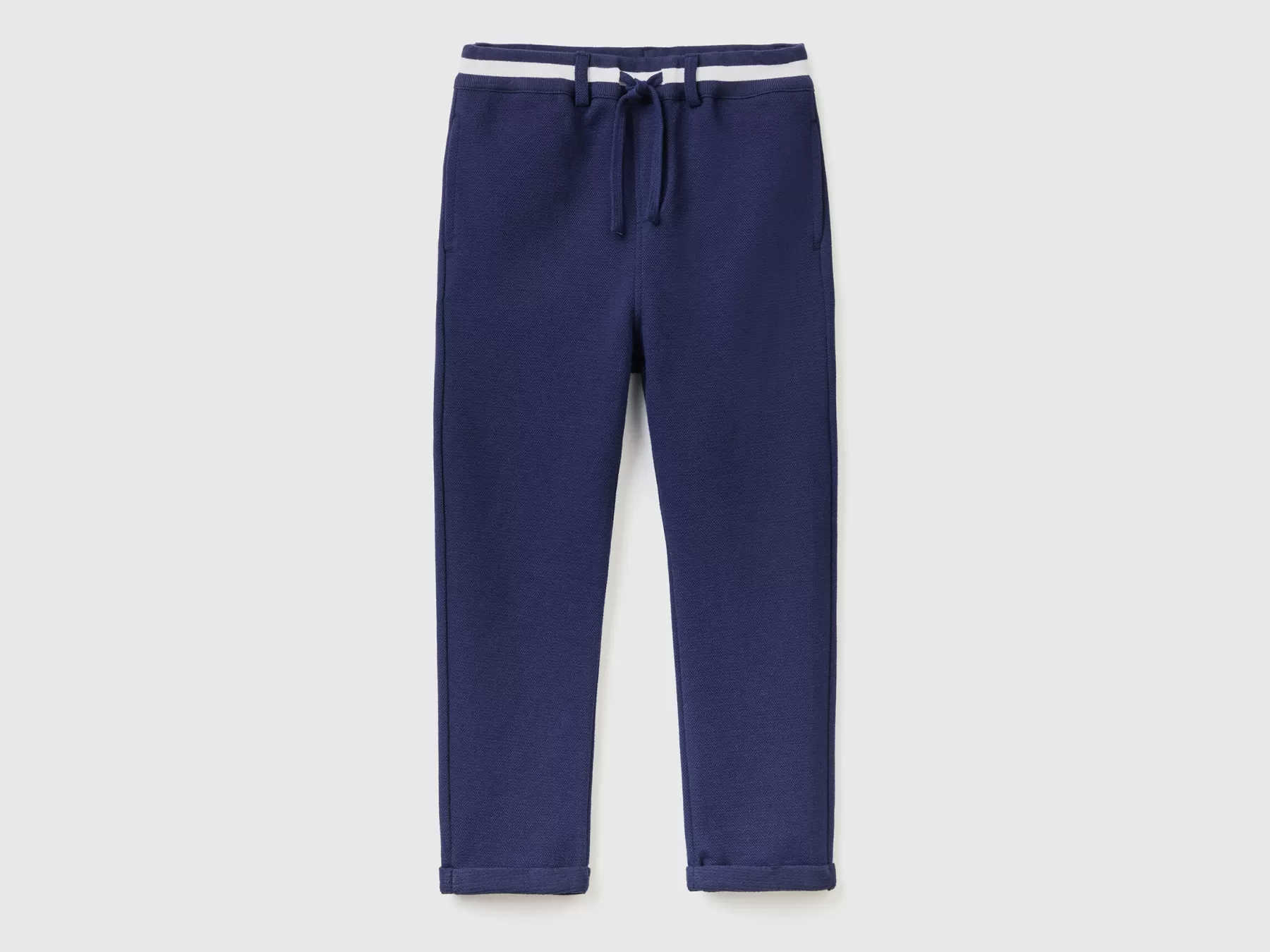 Benetton Pantaloni In Felpa Con Coulisse Blu Scuro New