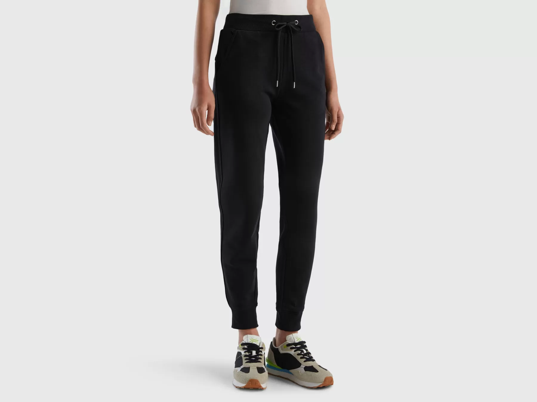 Benetton Pantaloni In Felpa Con Coulisse Nero Flash Sale