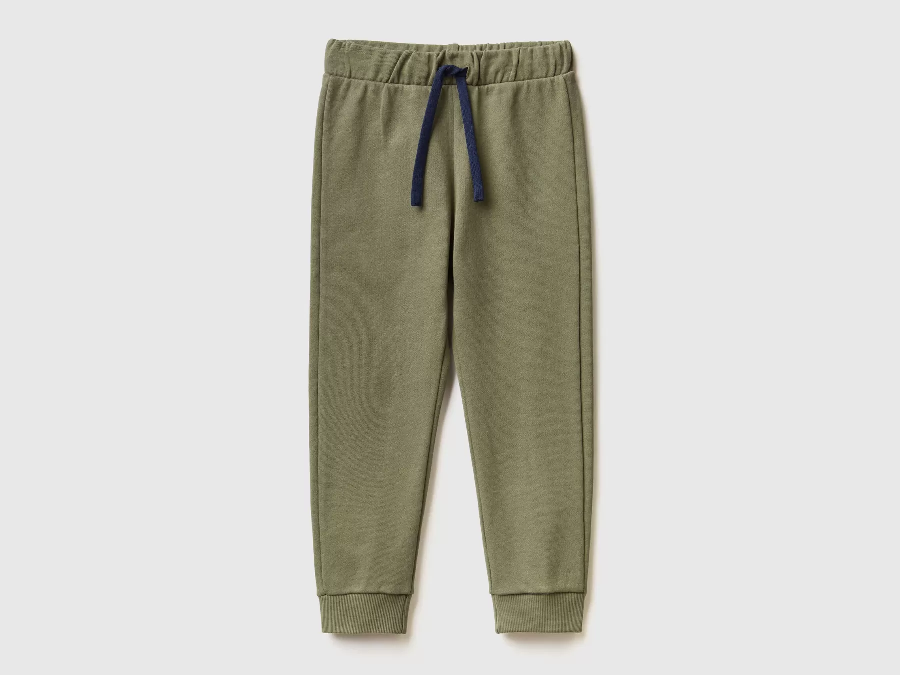 Benetton Pantaloni In Felpa Con Taschino Verde Militare New