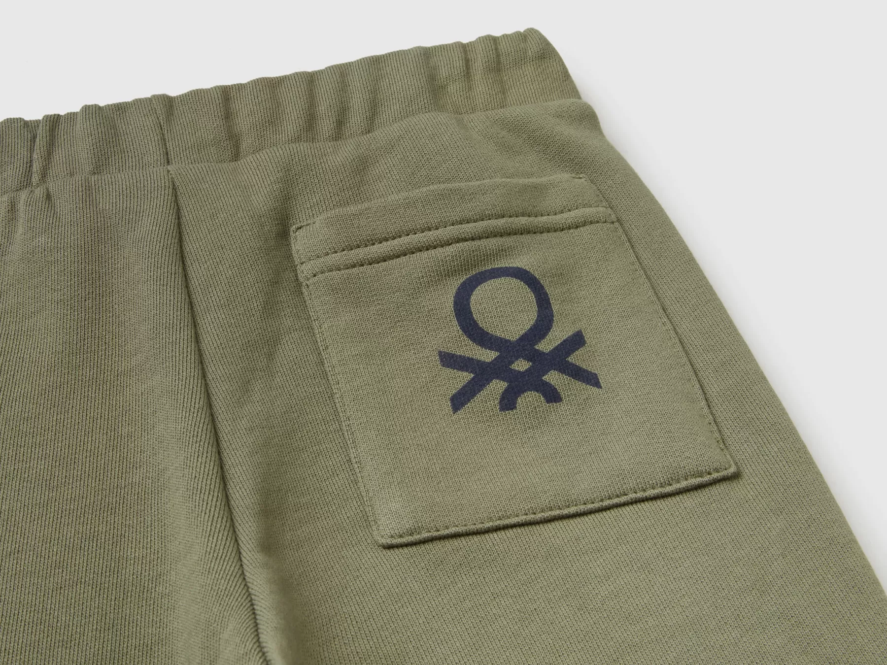 Benetton Pantaloni In Felpa Con Taschino Verde Militare New