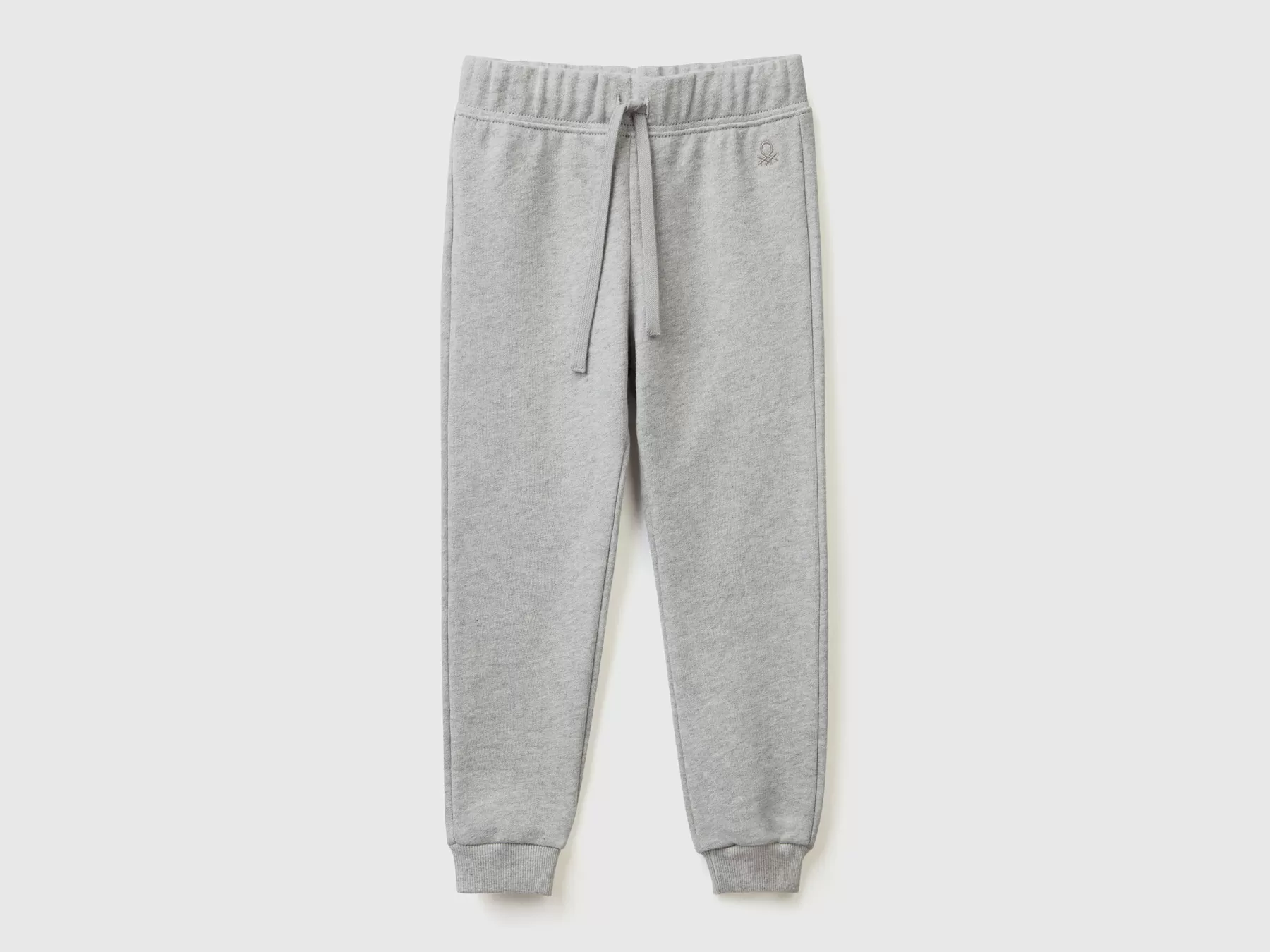 Benetton Pantaloni In Felpa Di Cotone Bio Grigio Chiaro New