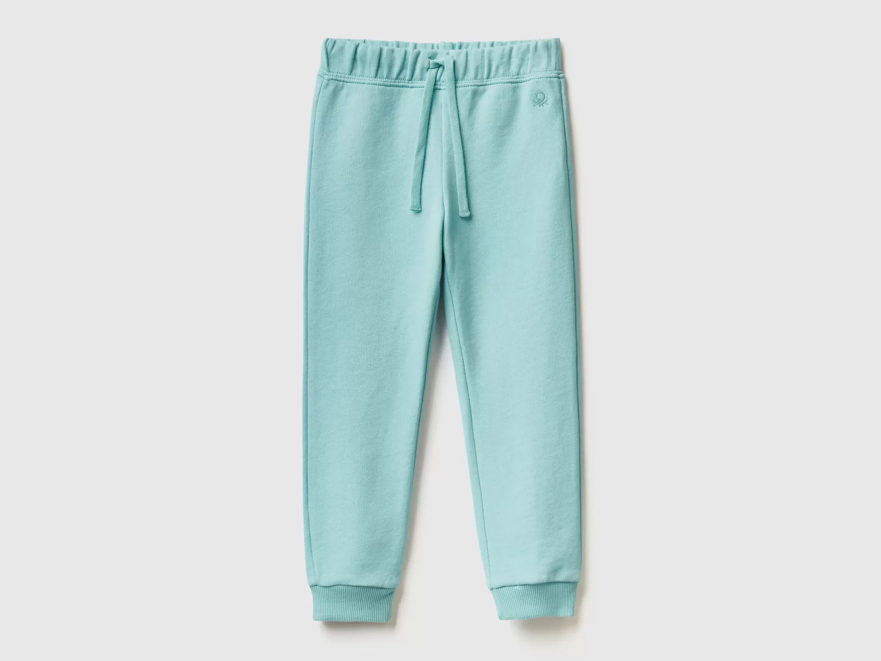 Benetton Pantaloni In Felpa Di Cotone Bio Verde Acqua Shop