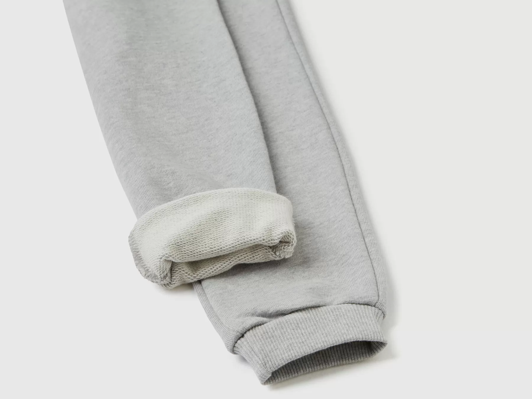 Benetton Pantaloni In Felpa Di Cotone Bio Grigio Chiaro New