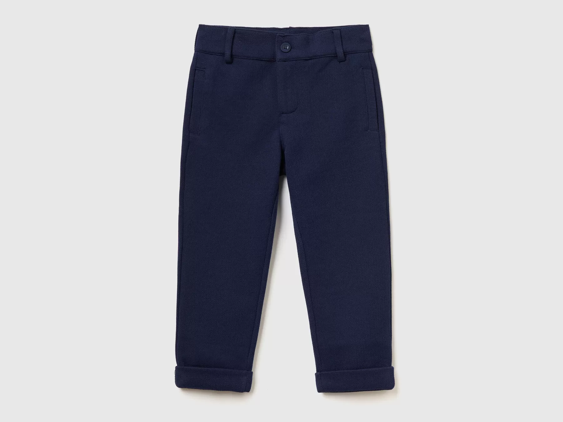 Benetton Pantaloni In Felpa Di Misto Cotone Blu Scuro Outlet