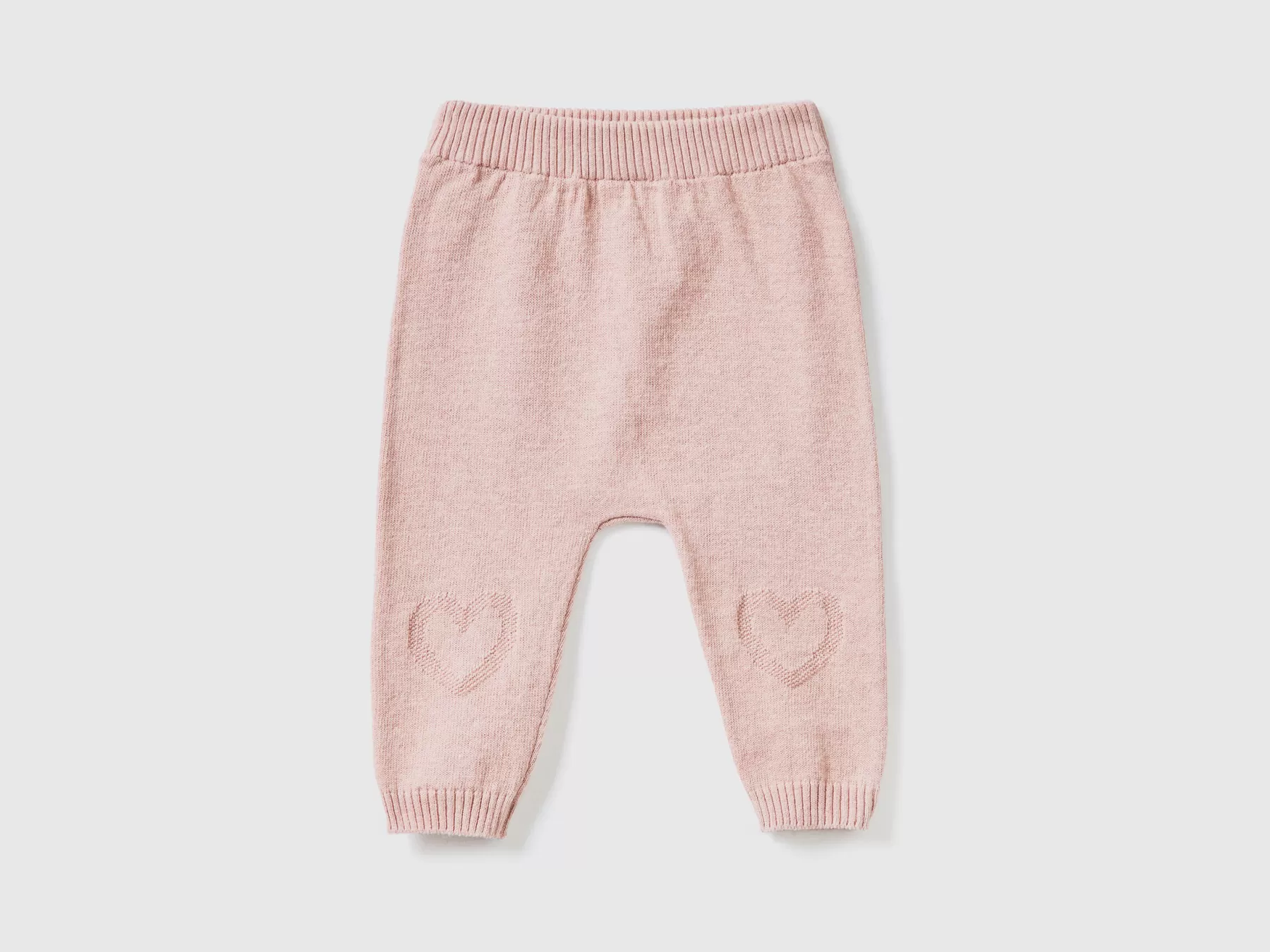 Benetton Pantaloni In Maglia Con Intarsio Rosa Tenue Online