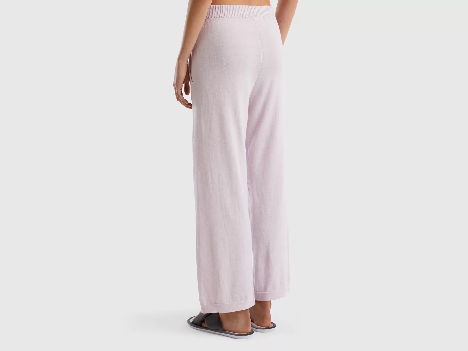 Benetton Pantaloni In Misto Cashmere Rosa Tenue Online