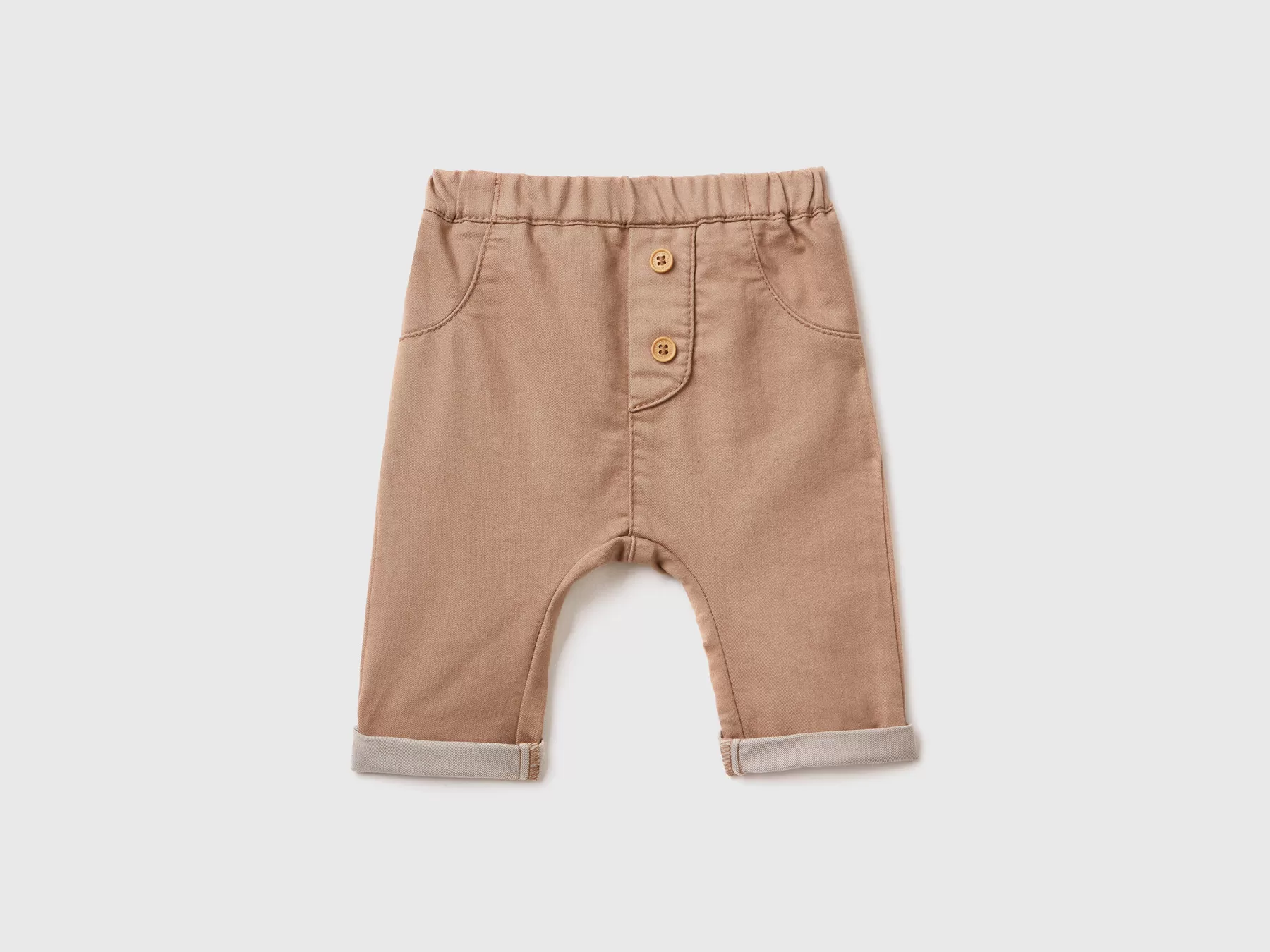 Benetton Pantaloni In Misto Cotone Stretch Marrone Sale