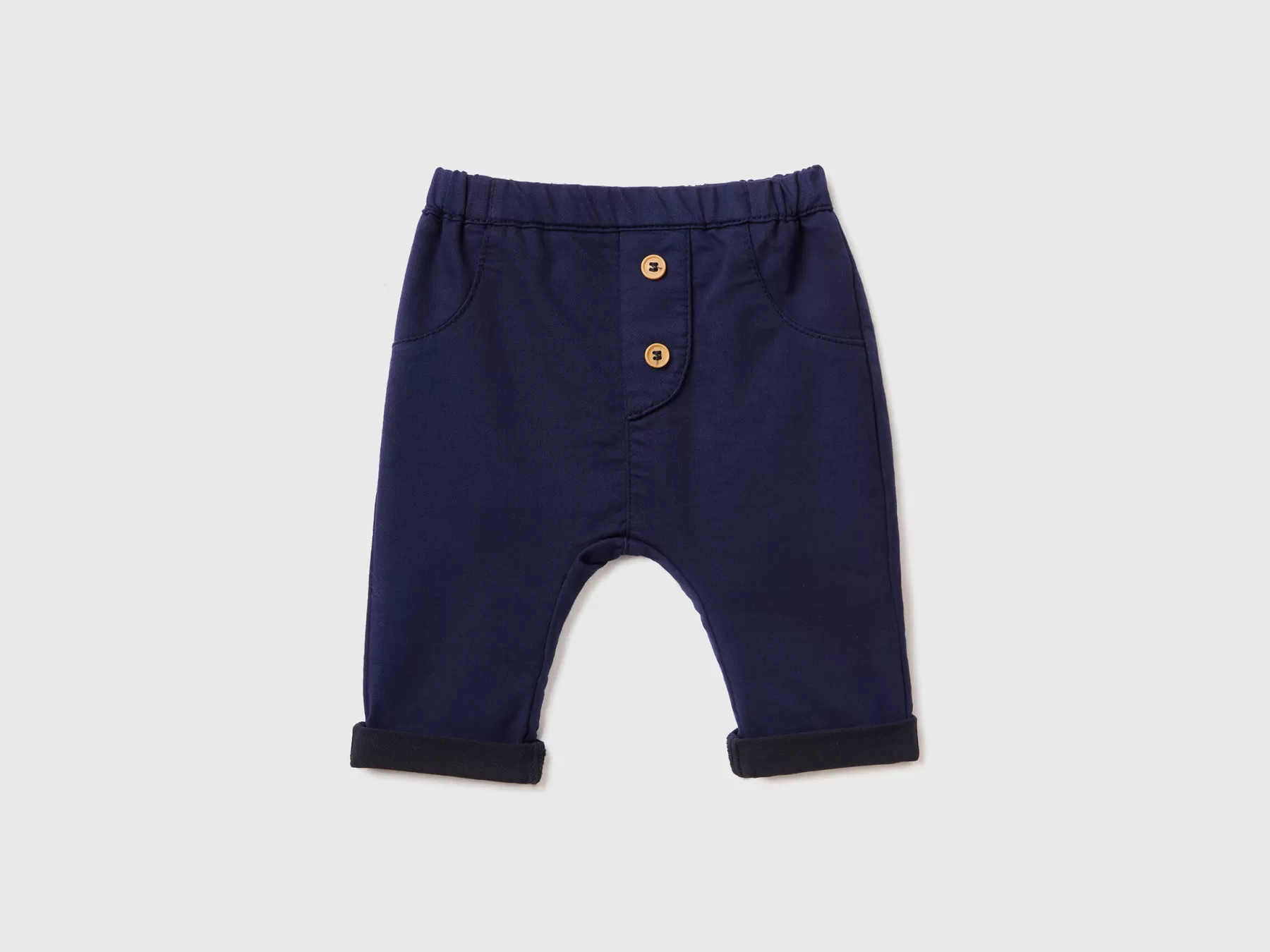 Benetton Pantaloni In Misto Cotone Stretch Blu Scuro Cheap