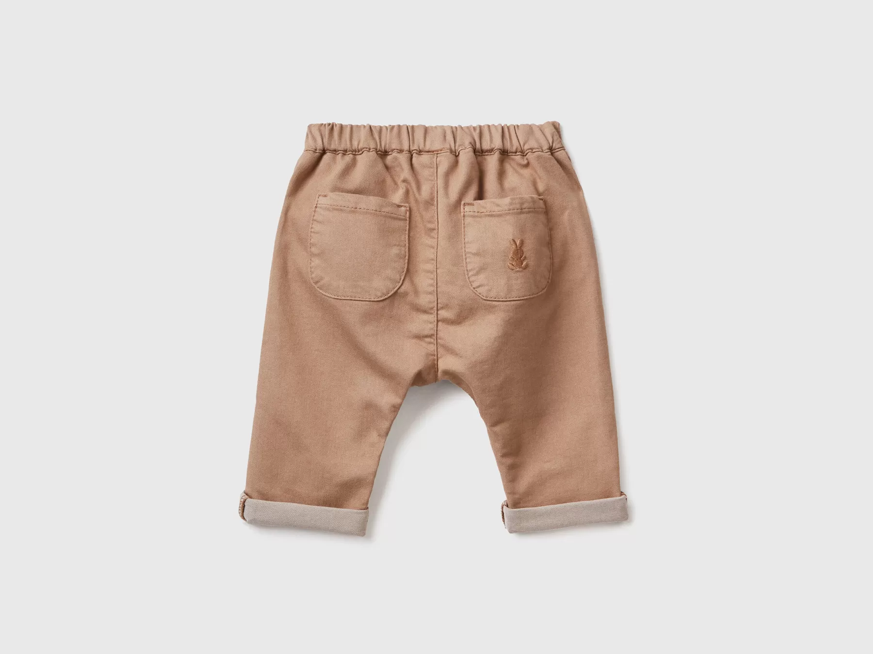 Benetton Pantaloni In Misto Cotone Stretch Marrone Sale