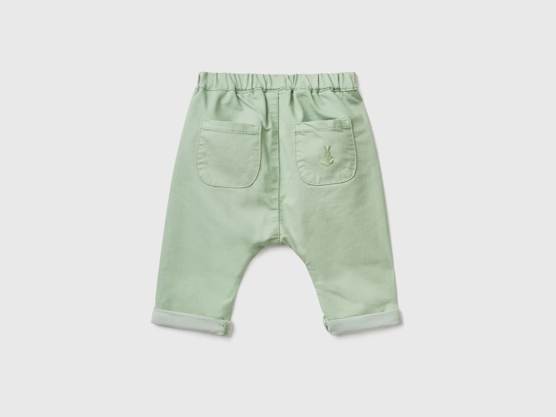 Benetton Pantaloni In Misto Cotone Stretch Verde Chiaro Outlet