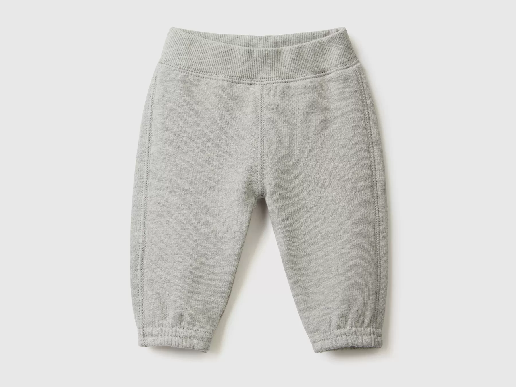 Benetton Pantaloni In Morbida Felpa Con Ricamo Grigio Chiaro Shop