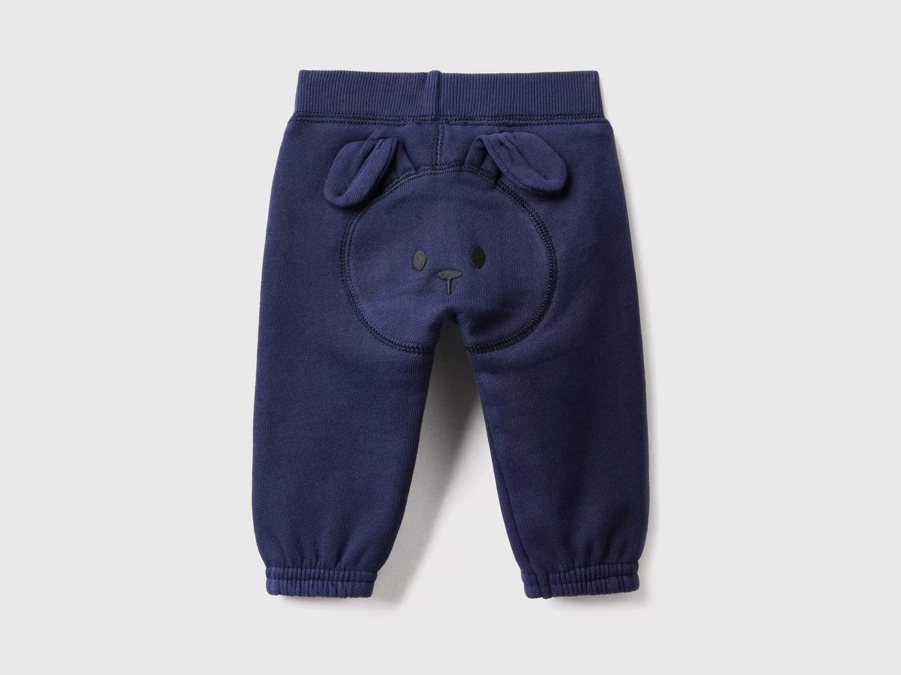 Benetton Pantaloni In Morbida Felpa Con Ricamo Blu Scuro Best Sale