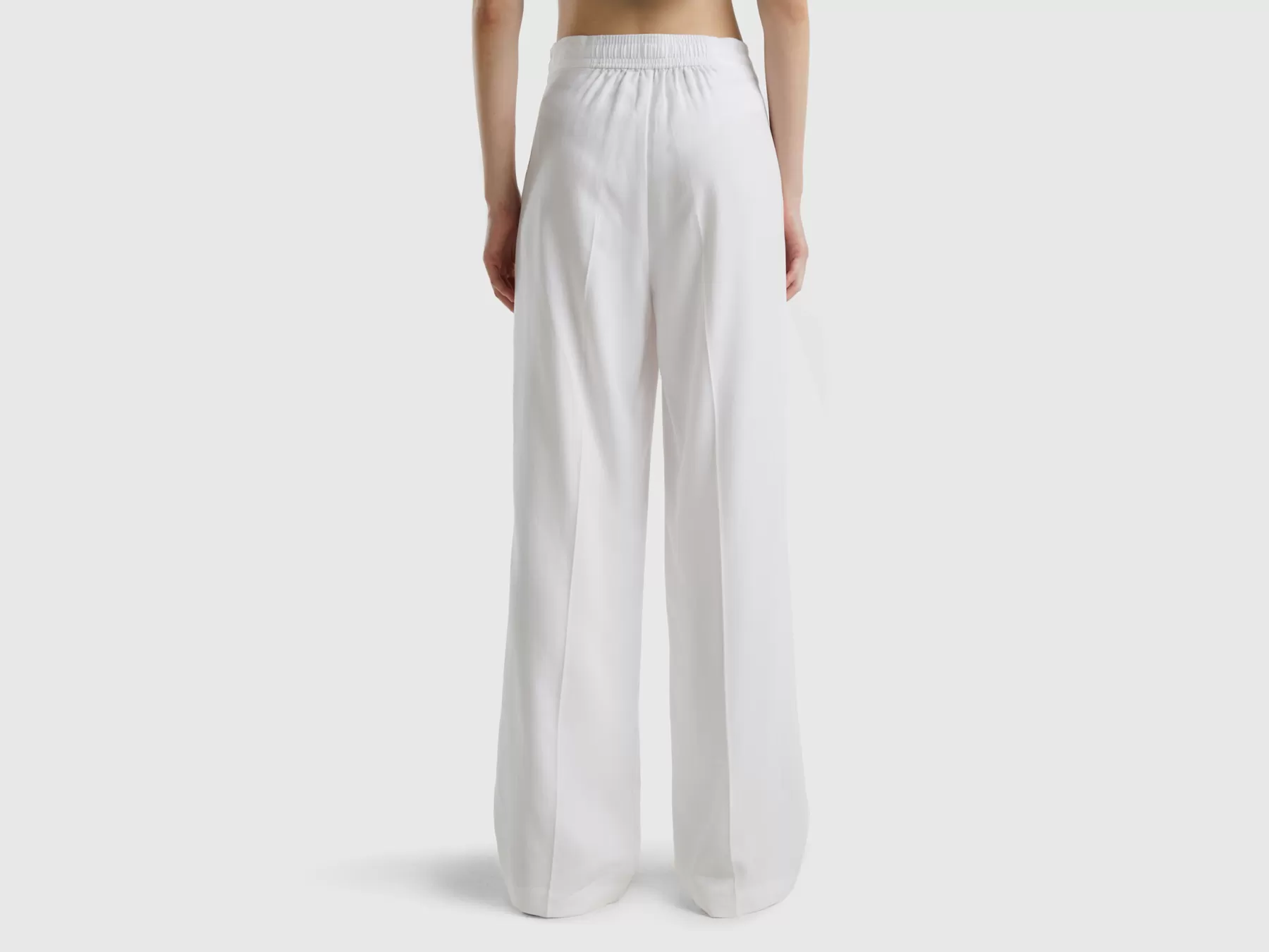 Benetton Pantaloni In Puro Lyocell Bianco Outlet