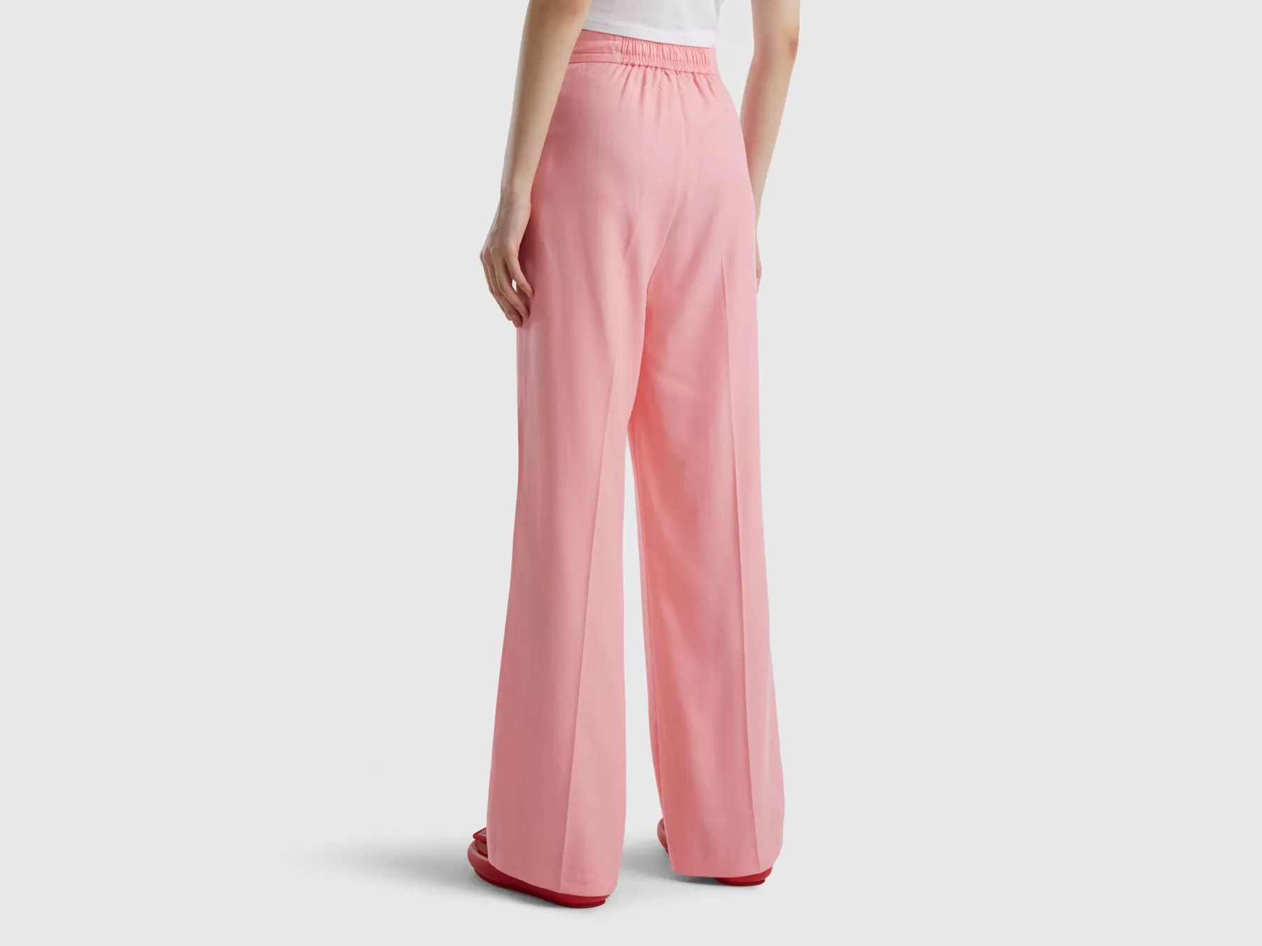 Benetton Pantaloni In Puro Lyocell Rosa Online