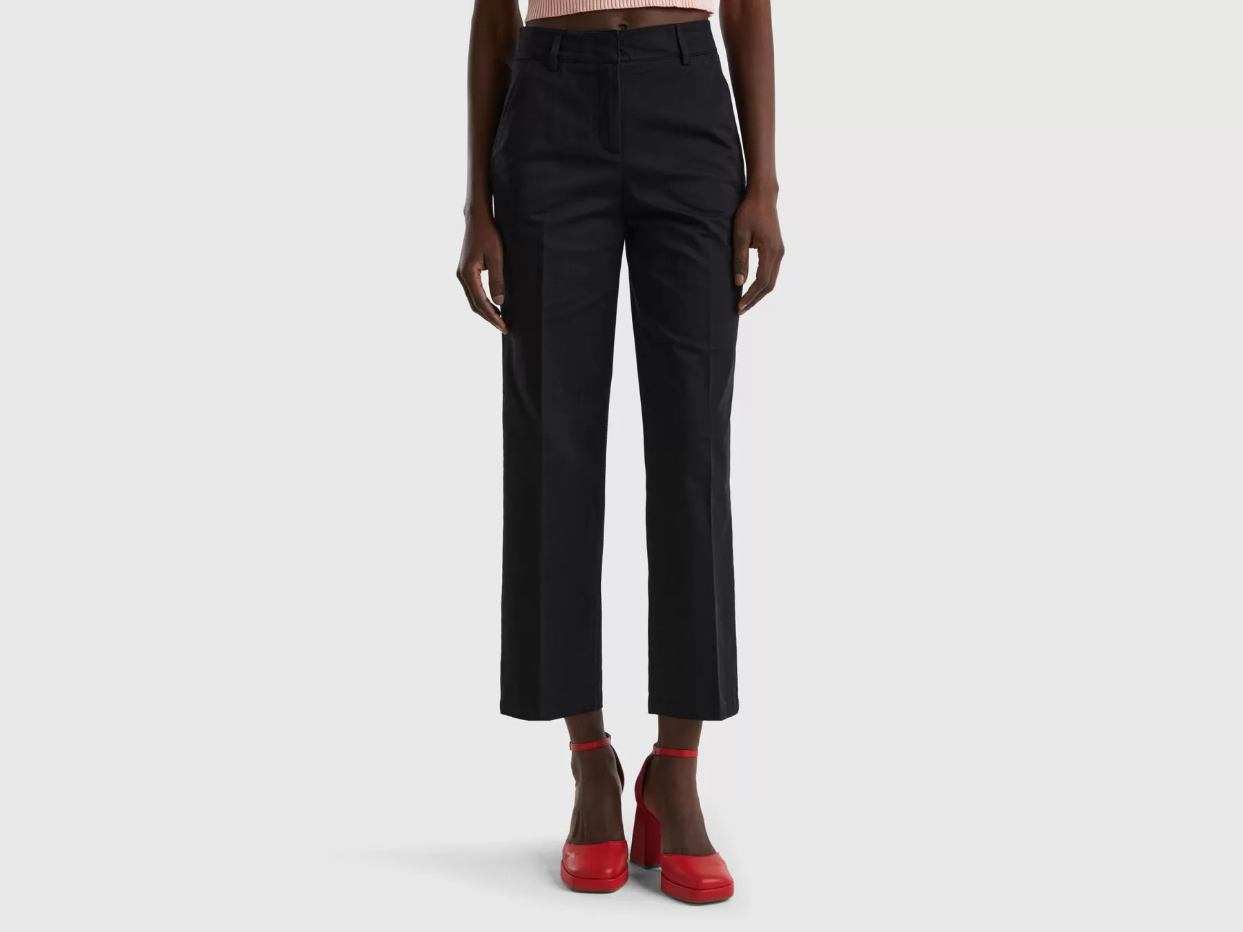 Benetton Pantaloni In Twill Nero Fashion