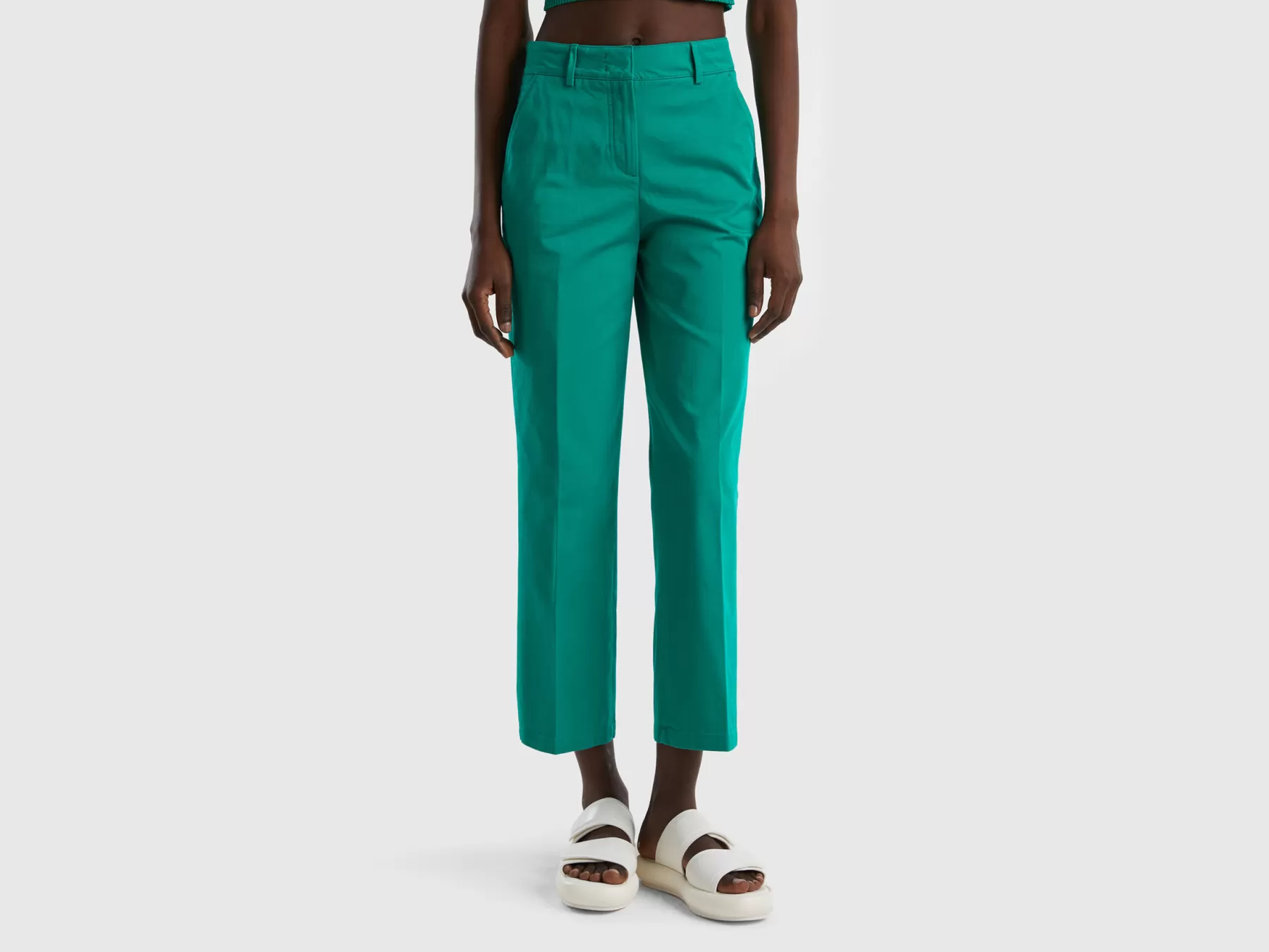 Benetton Pantaloni In Twill Verde Best