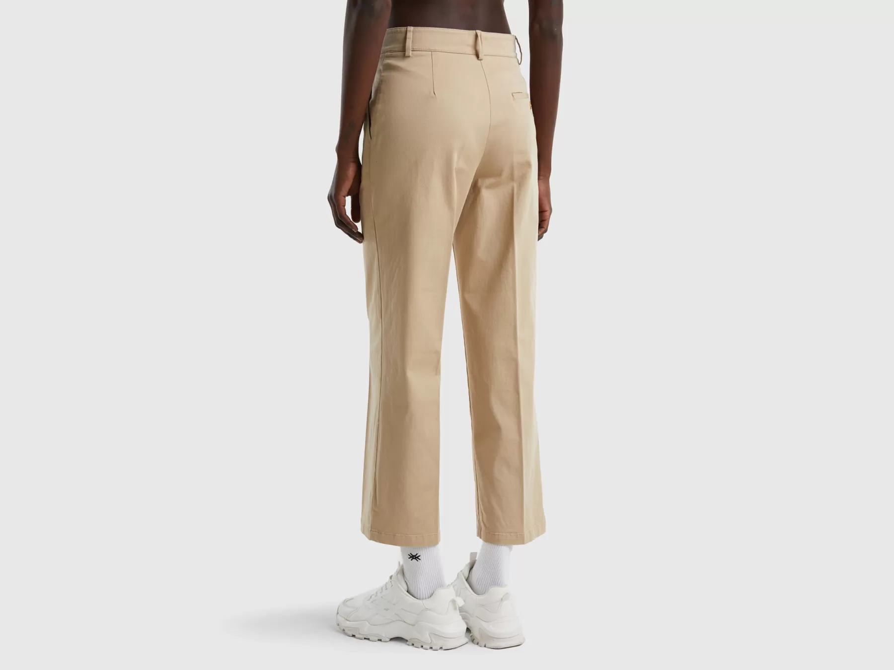 Benetton Pantaloni In Twill Beige Cheap