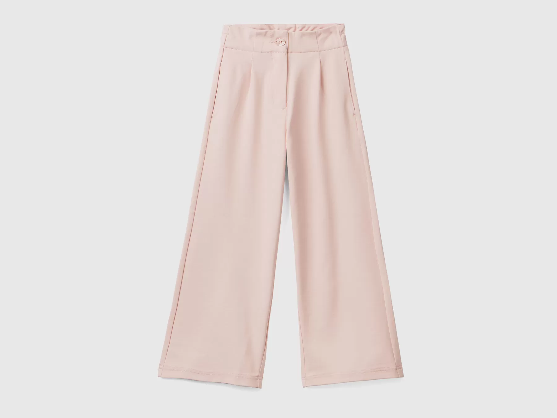 Benetton Pantaloni Palazzo Con Elastico Dietro Rosa Tenue Fashion