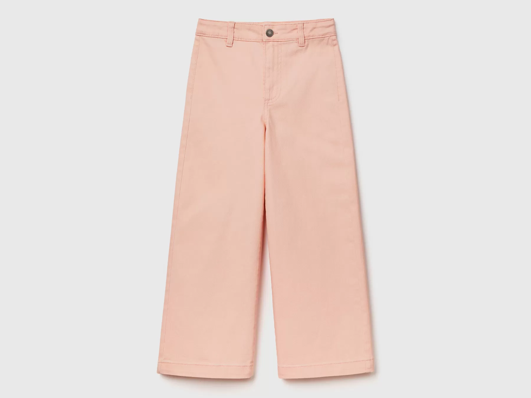 Benetton Pantaloni Palazzo In Cotone Stretch Rosa Tenue Cheap