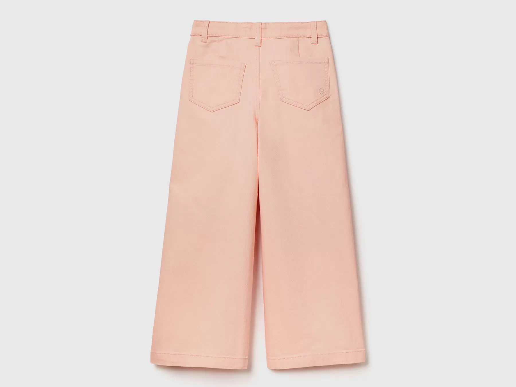 Benetton Pantaloni Palazzo In Cotone Stretch Rosa Tenue Cheap