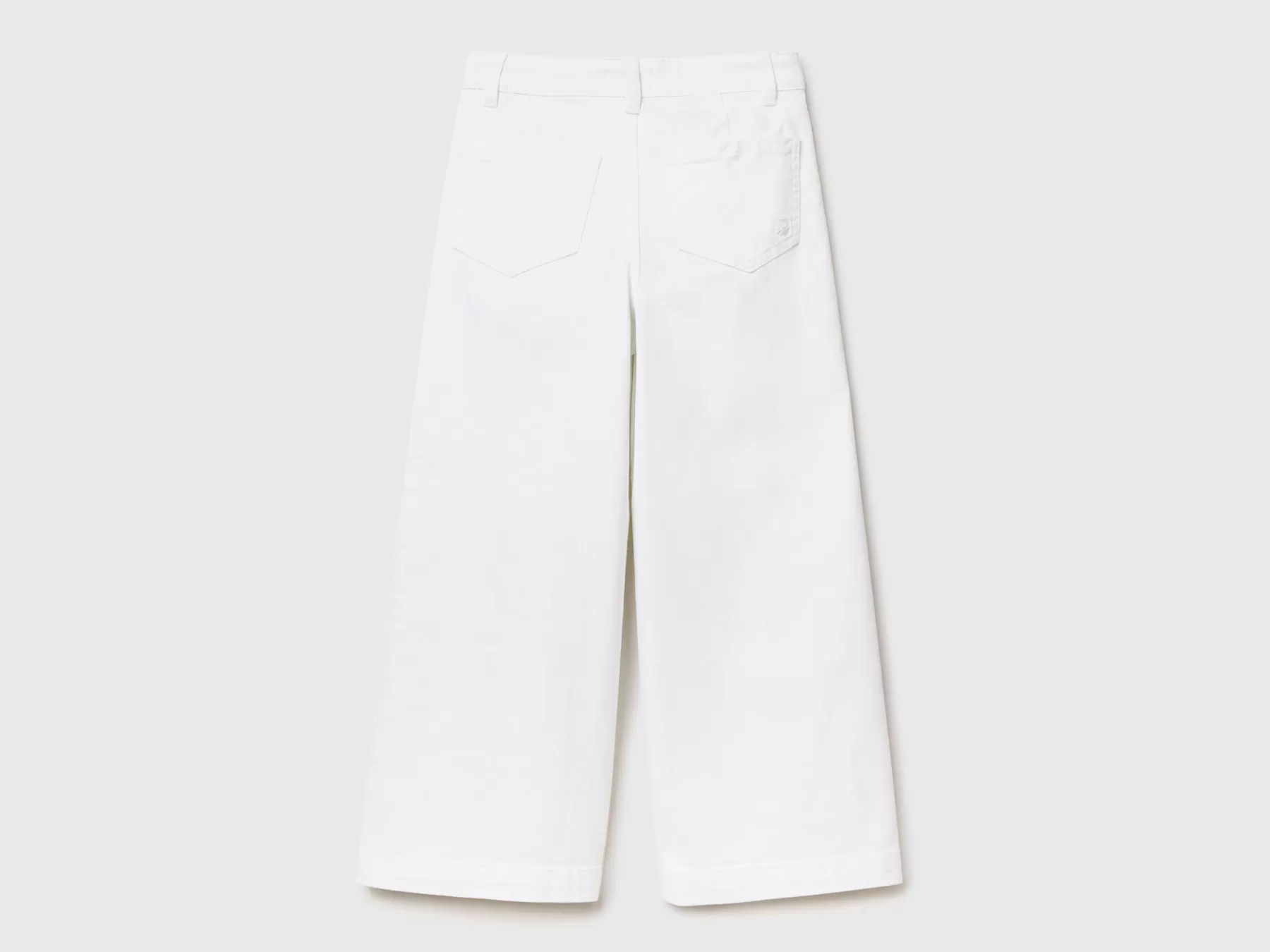 Benetton Pantaloni Palazzo In Cotone Stretch Bianco Online