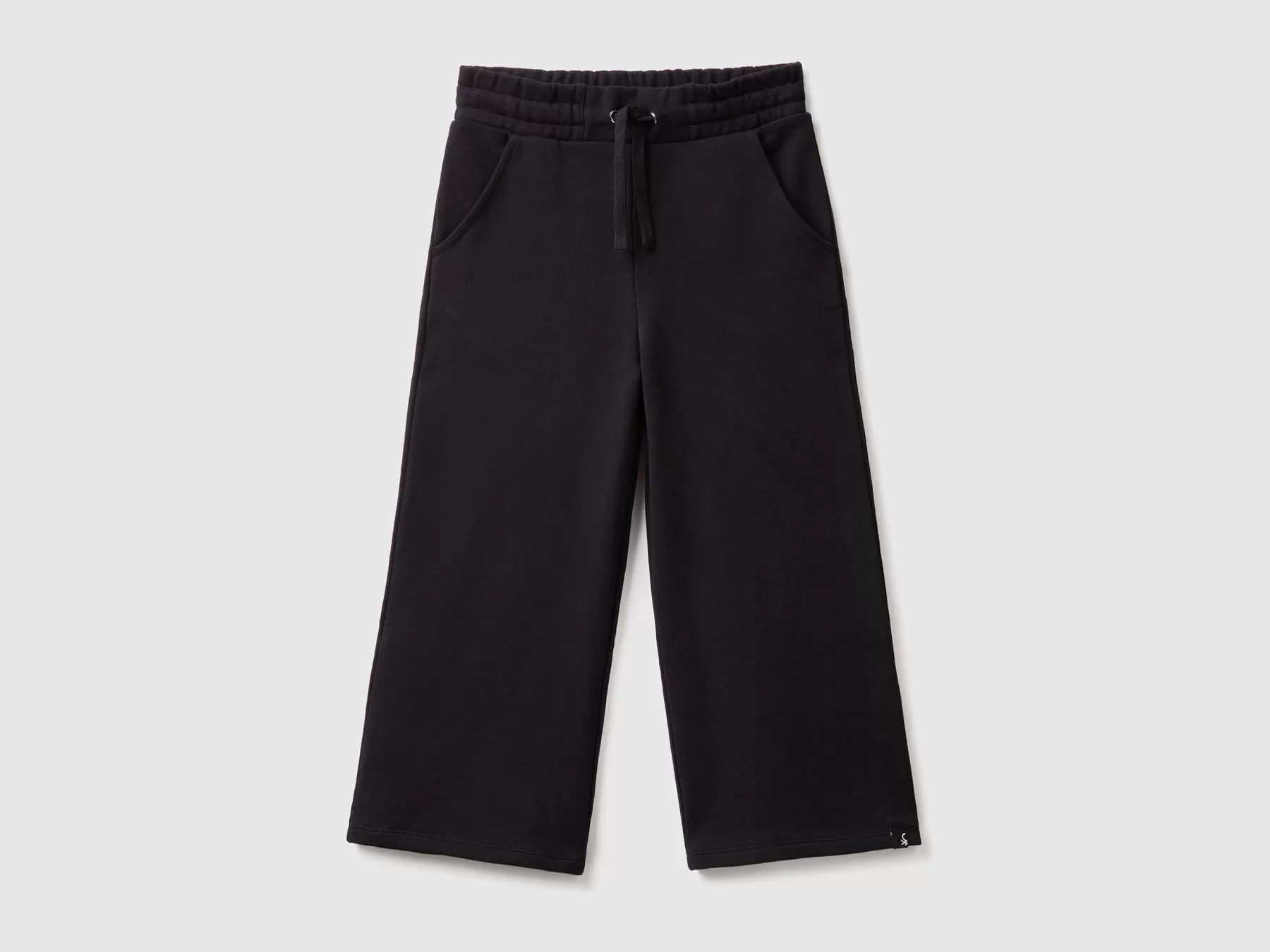 Benetton Pantaloni Palazzo In Felpa Nero Hot