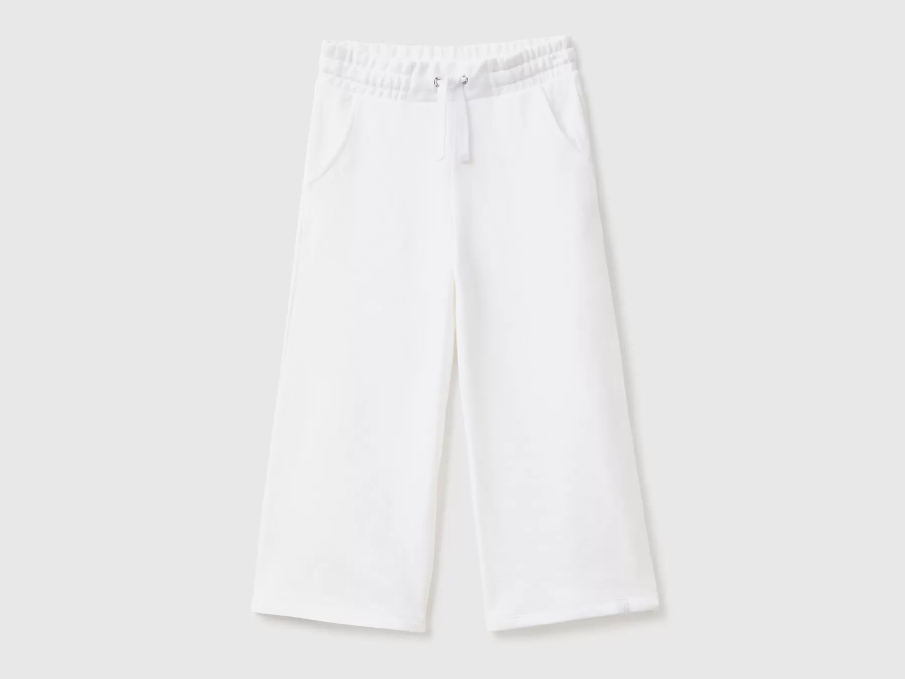 Benetton Pantaloni Palazzo In Felpa Bianco Hot