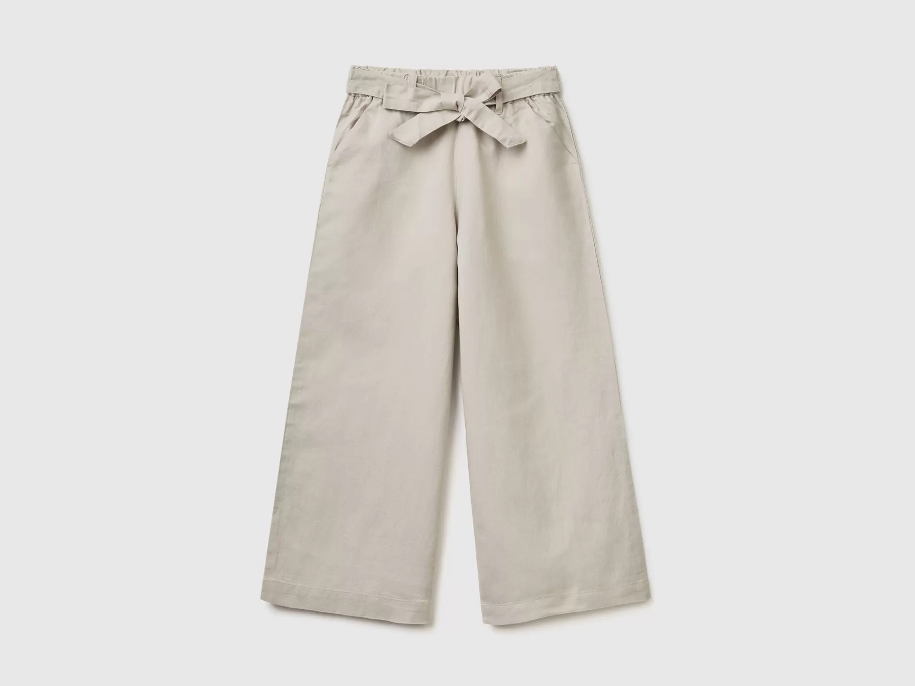 Benetton Pantaloni Palazzo In Misto Lino Beige Clearance