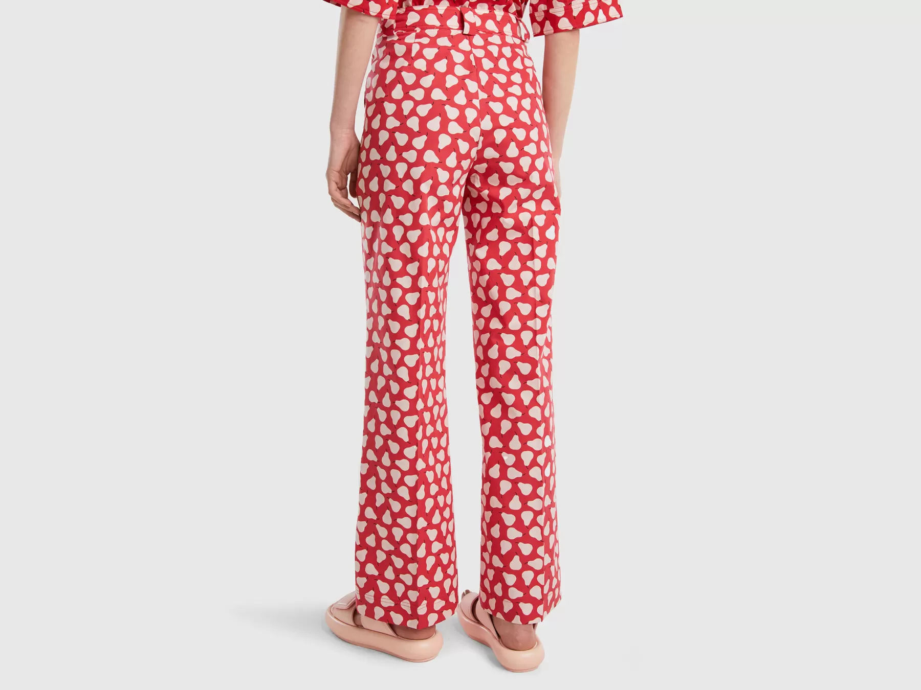 Benetton Pantaloni Palazzo Rossi Con Pattern Pere Rosso Shop