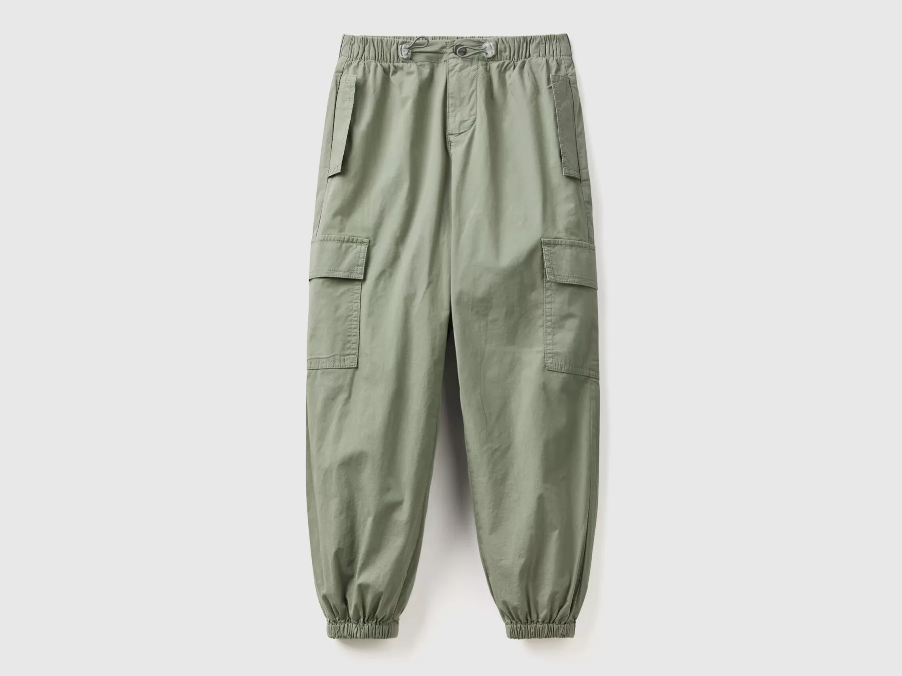 Benetton Pantaloni Parachute Con Tasconi Verde Militare Best