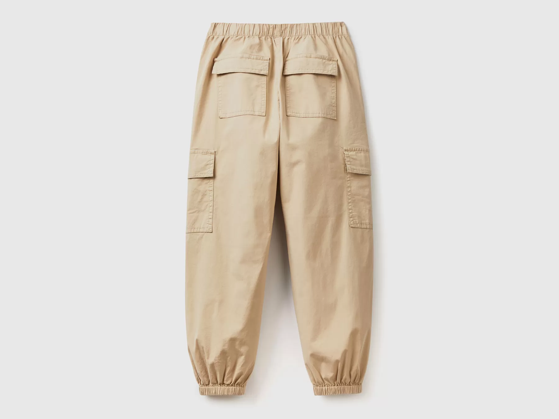 Benetton Pantaloni Parachute Con Tasconi Beige Best Sale