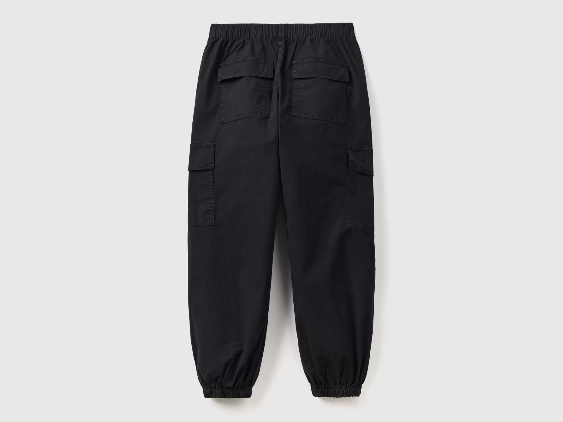 Benetton Pantaloni Parachute Con Tasconi Nero Outlet