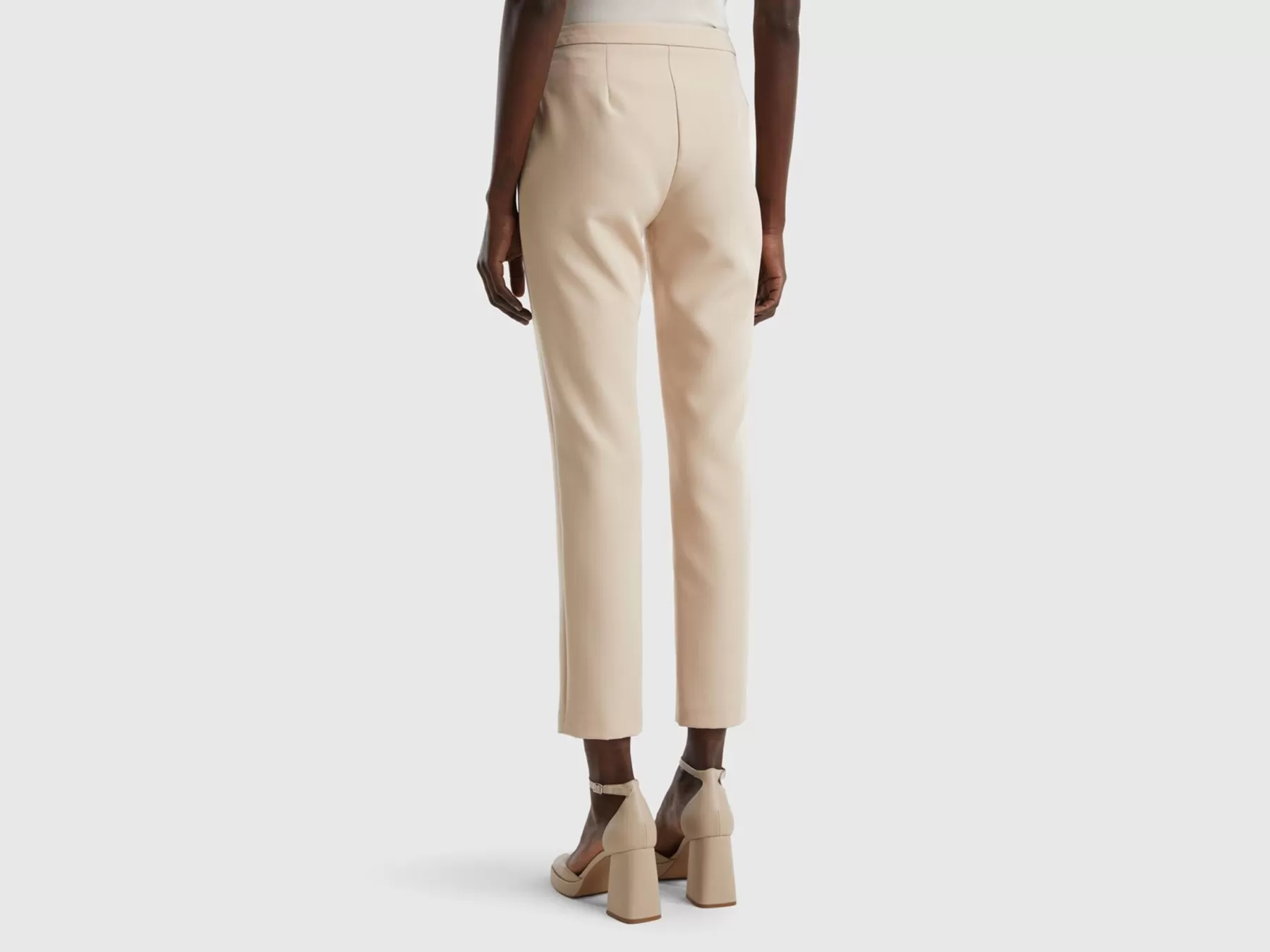 Benetton Pantaloni Skinny Fit Beige Flash Sale