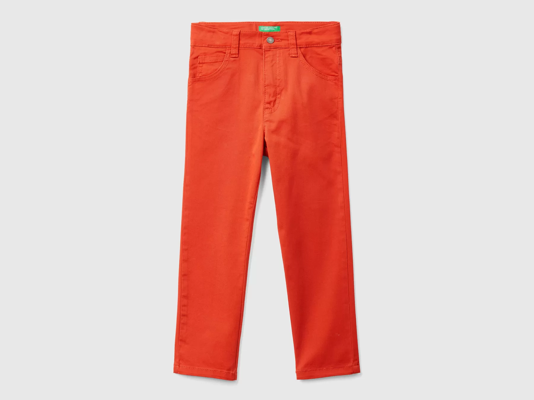 Benetton Pantaloni Slim Fit Cinque Tasche Rosso Best Sale