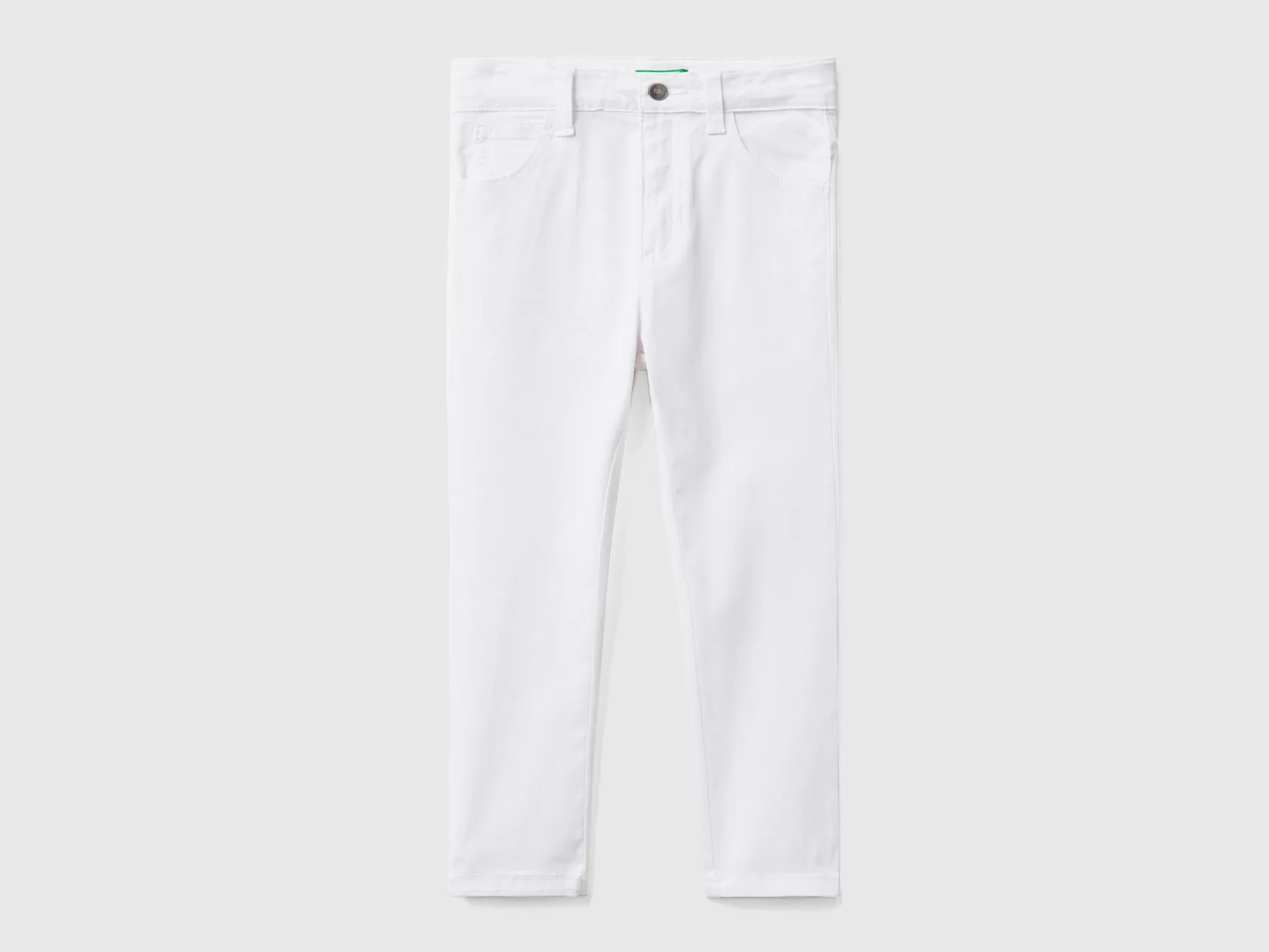 Benetton Pantaloni Slim Fit Cinque Tasche Bianco Discount