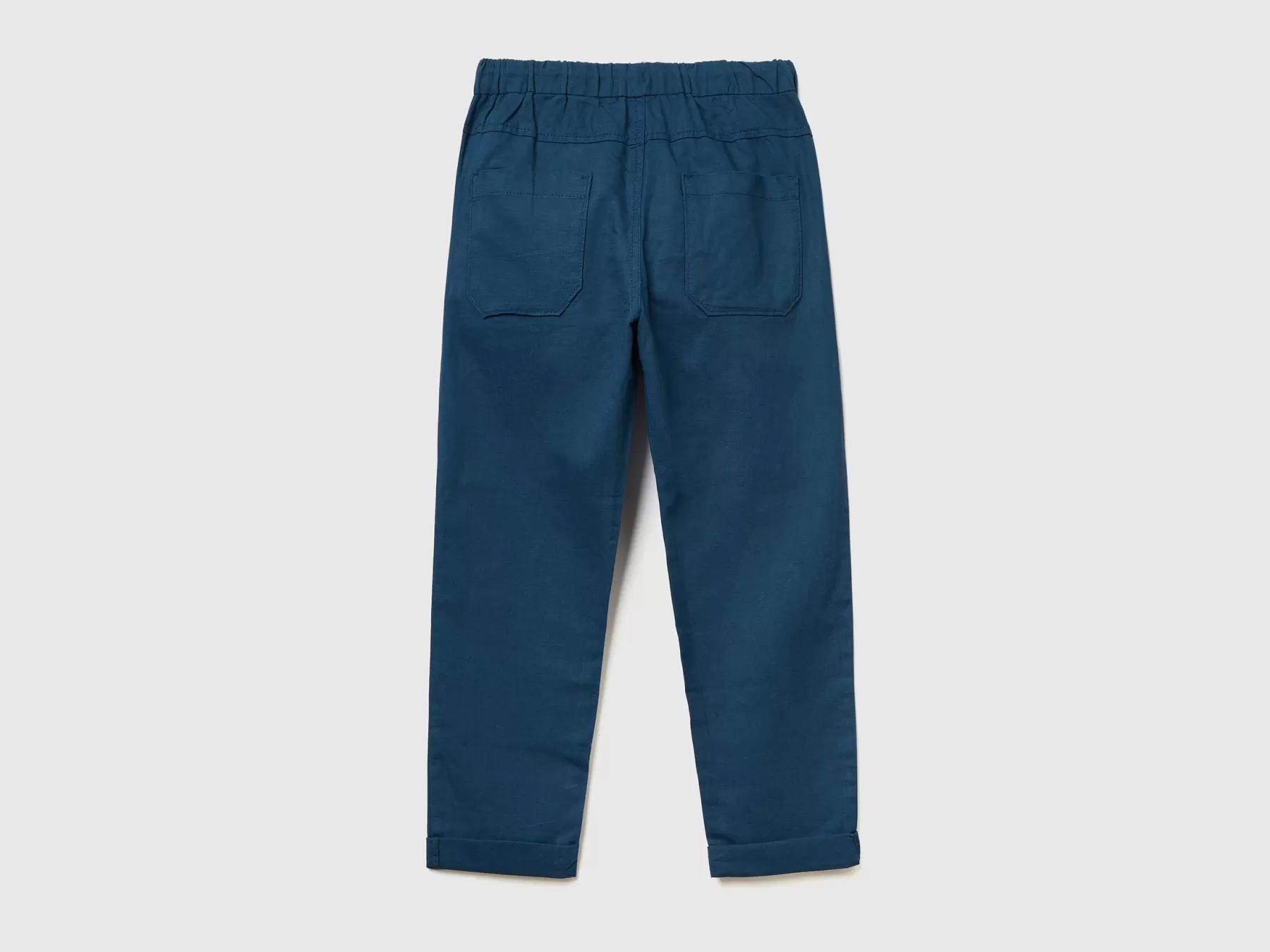 Benetton Pantaloni Slim Fit In Misto Lino Blu Flash Sale