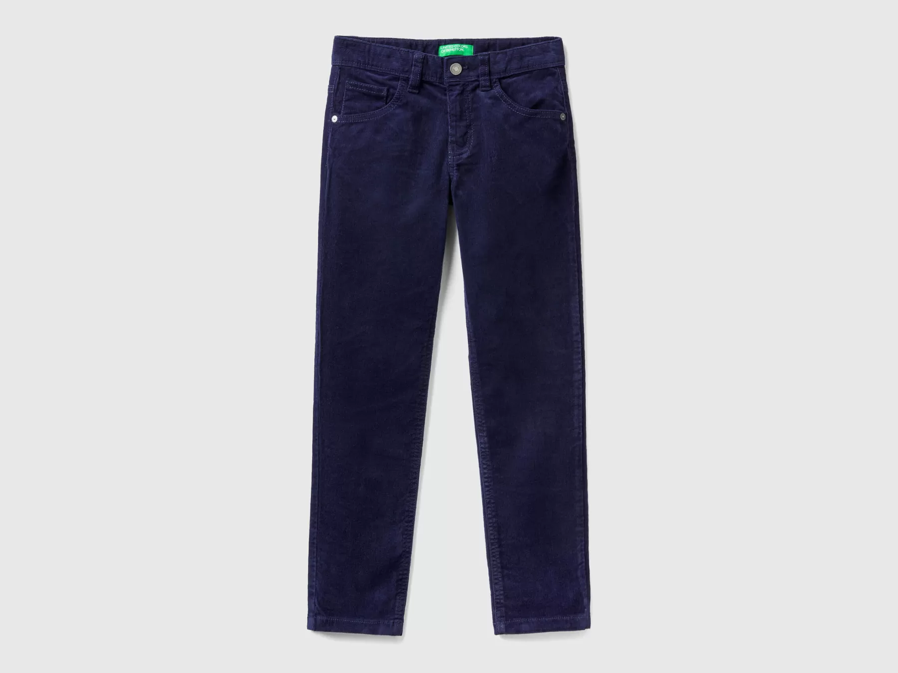 Benetton Pantaloni Slim Fit In Velluto Stretch Blu Scuro Flash Sale