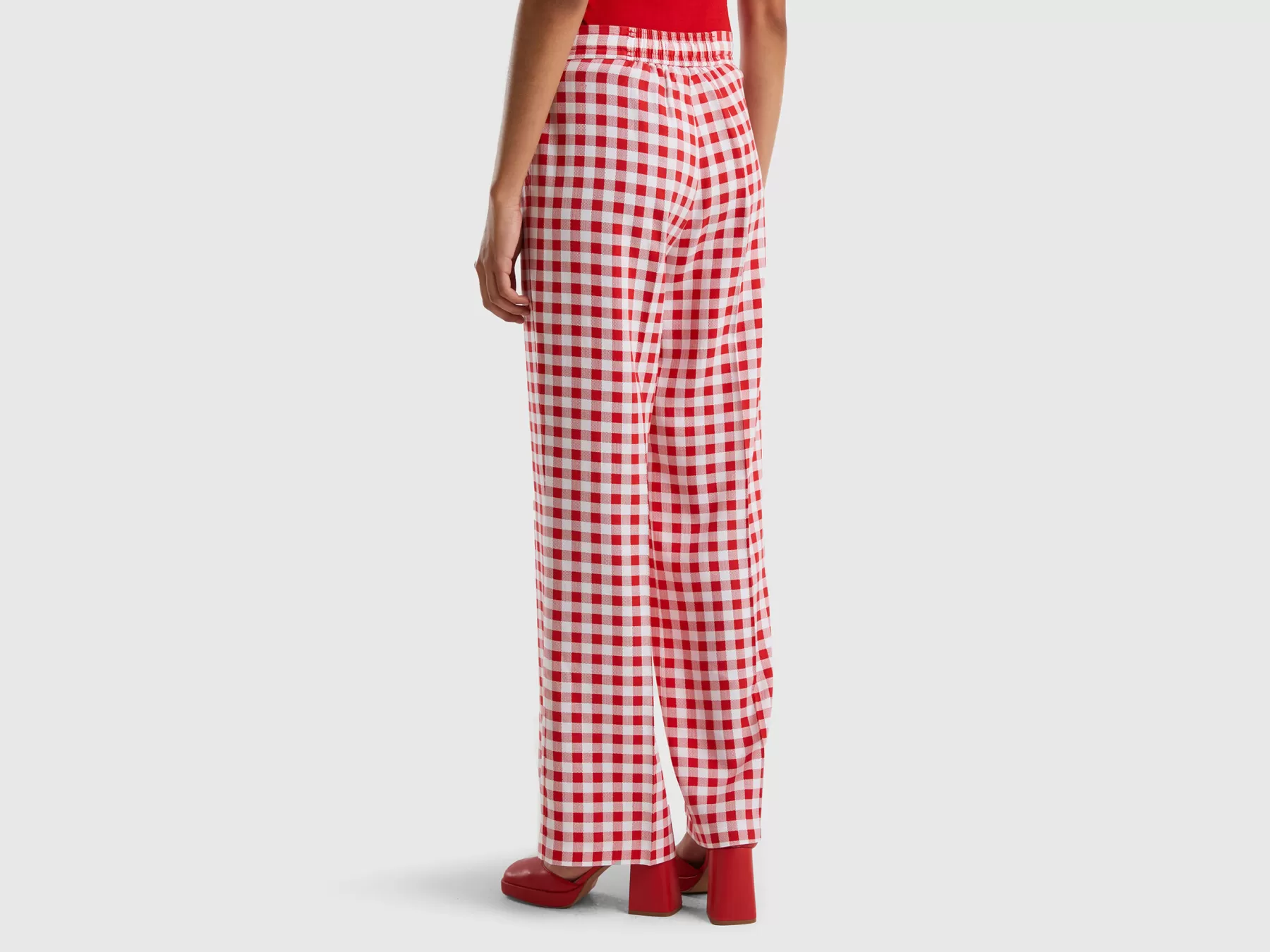 Benetton Pantaloni Stampati Con Coulisse Rosso Hot