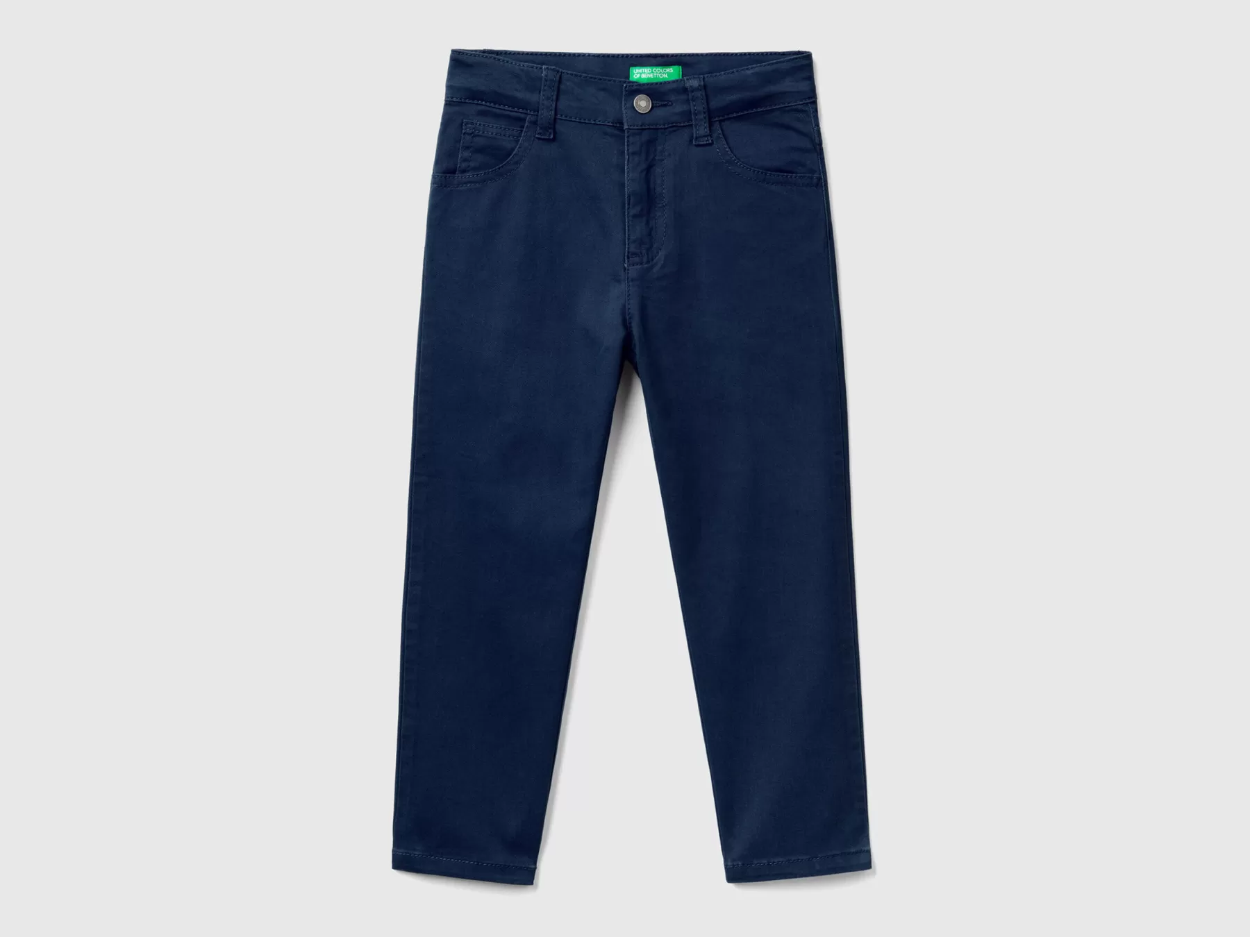 Benetton Pantaloni Stretch Cinque Tasche Blu Scuro Outlet