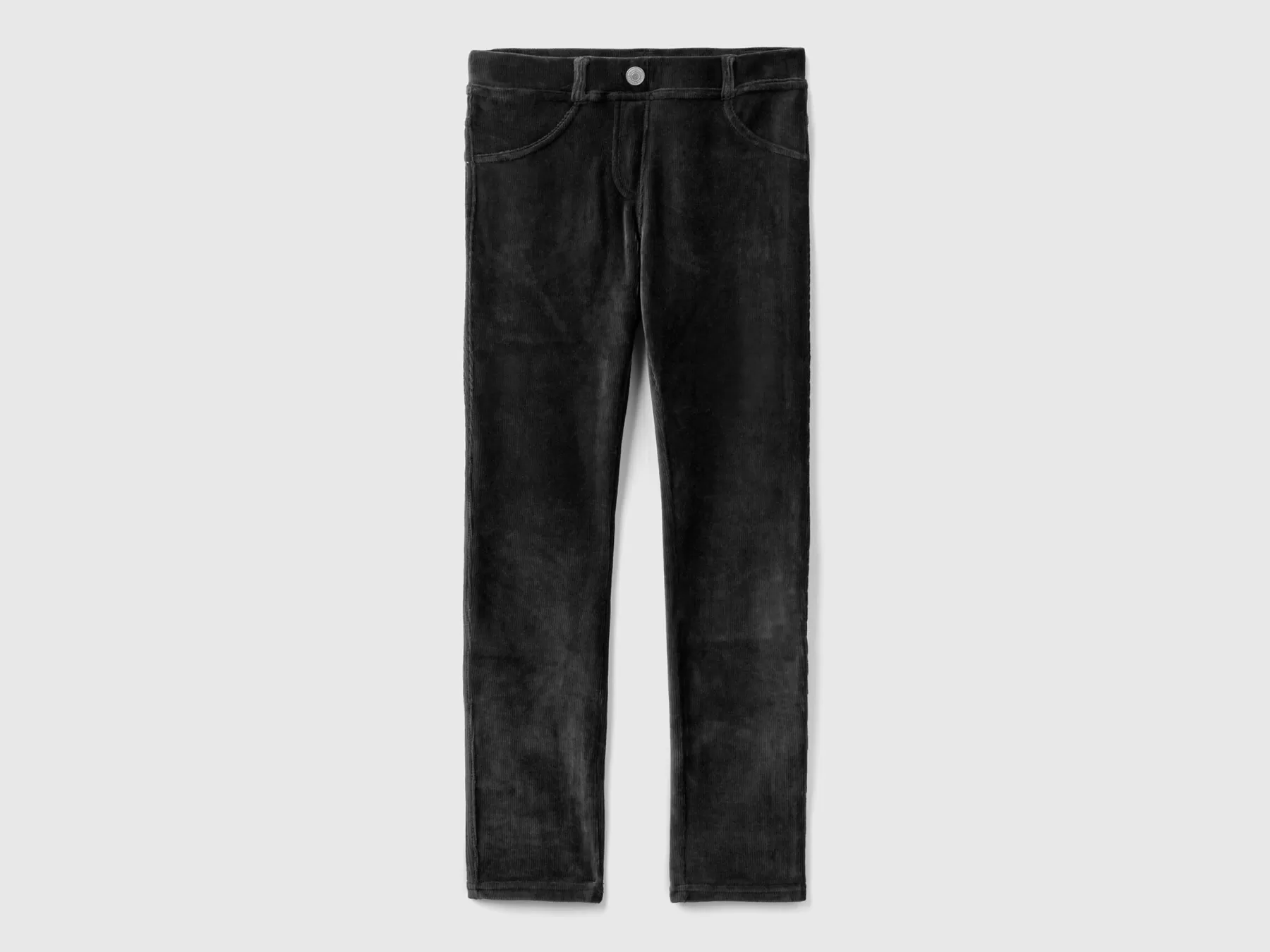 Benetton Pantaloni Super Skinny In Ciniglia Nero Cheap