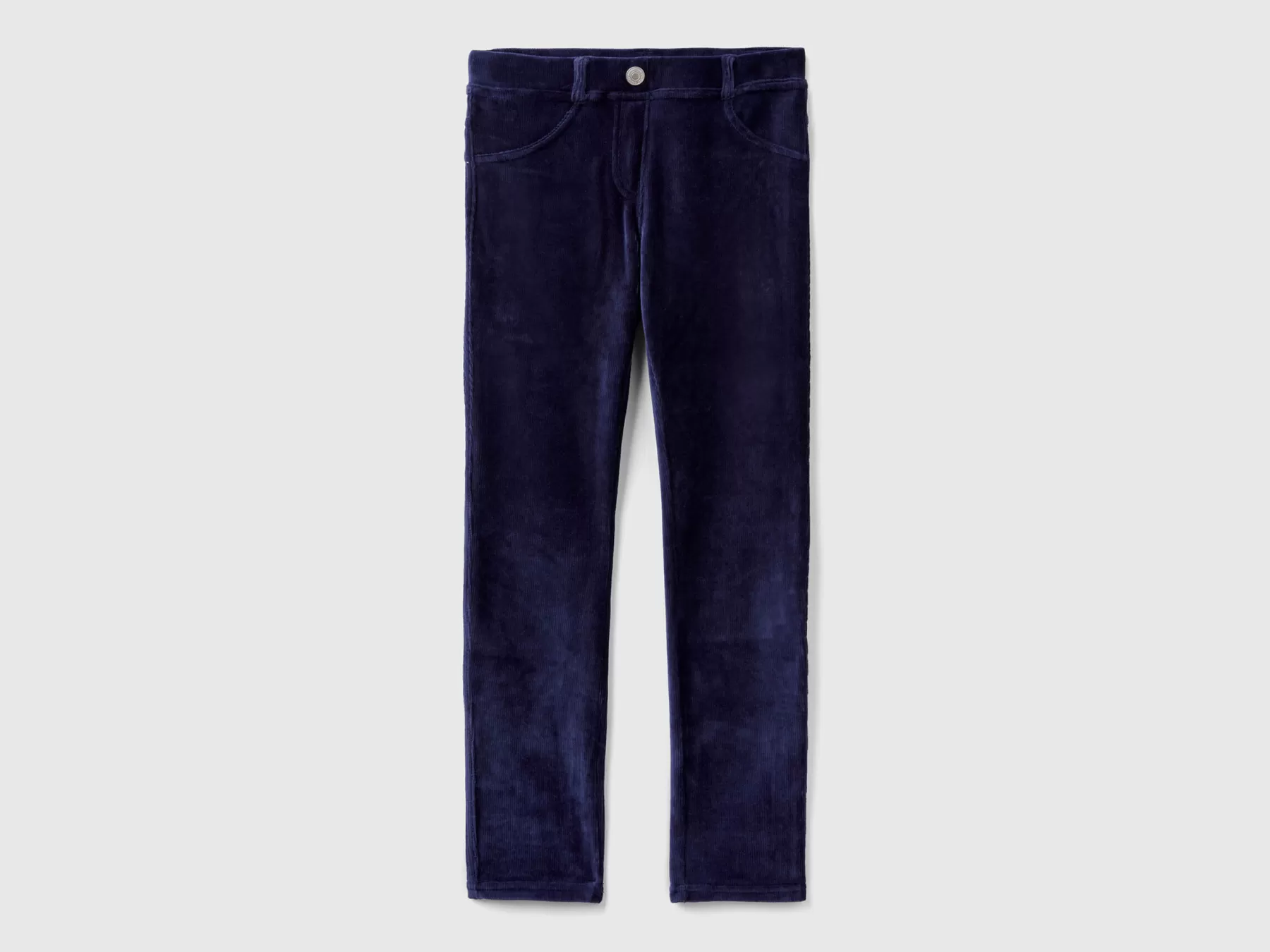 Benetton Pantaloni Super Skinny In Ciniglia Blu Scuro Clearance