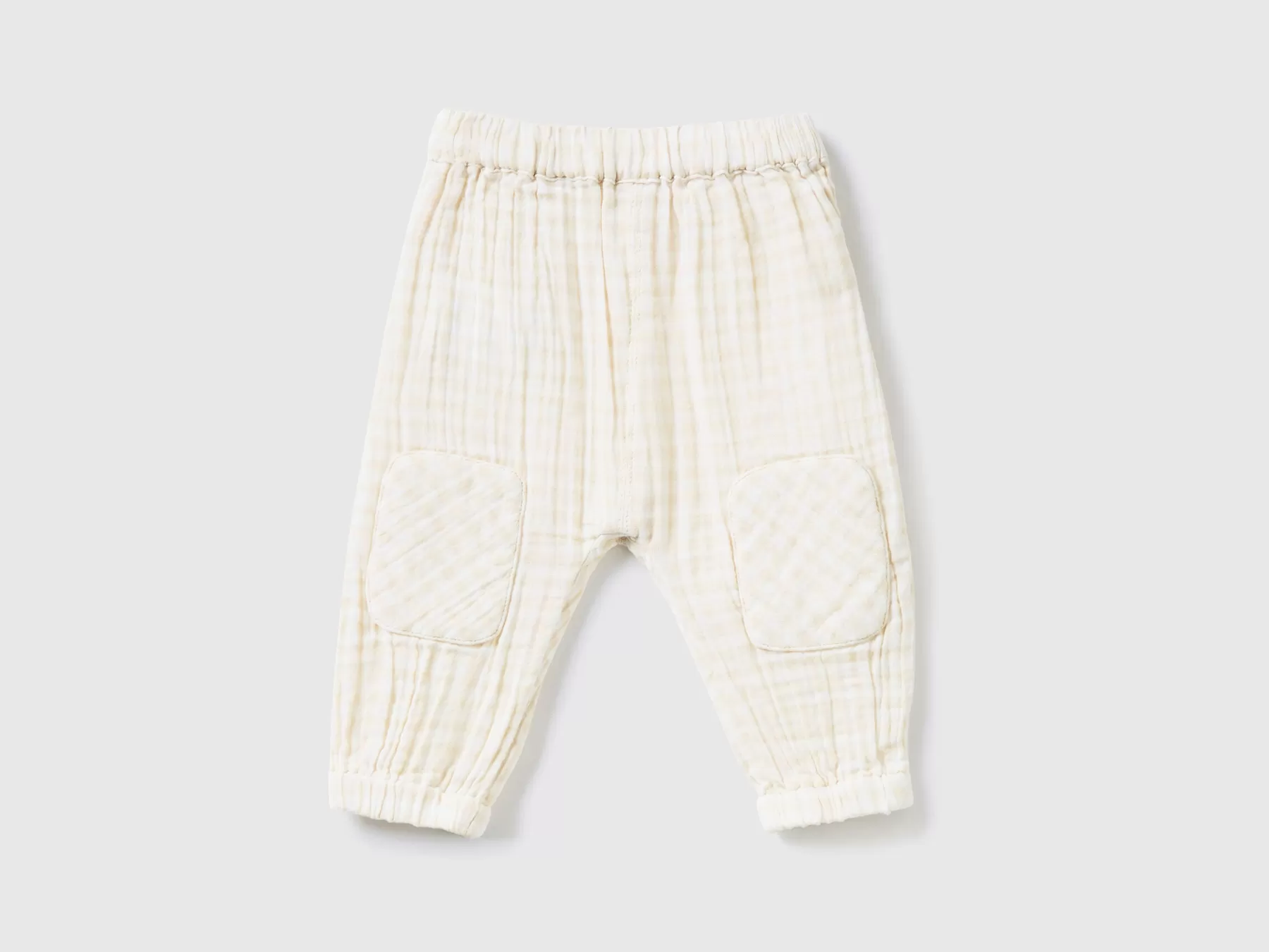 Benetton Pantaloni Vichy In Puro Cotone Bianco Store