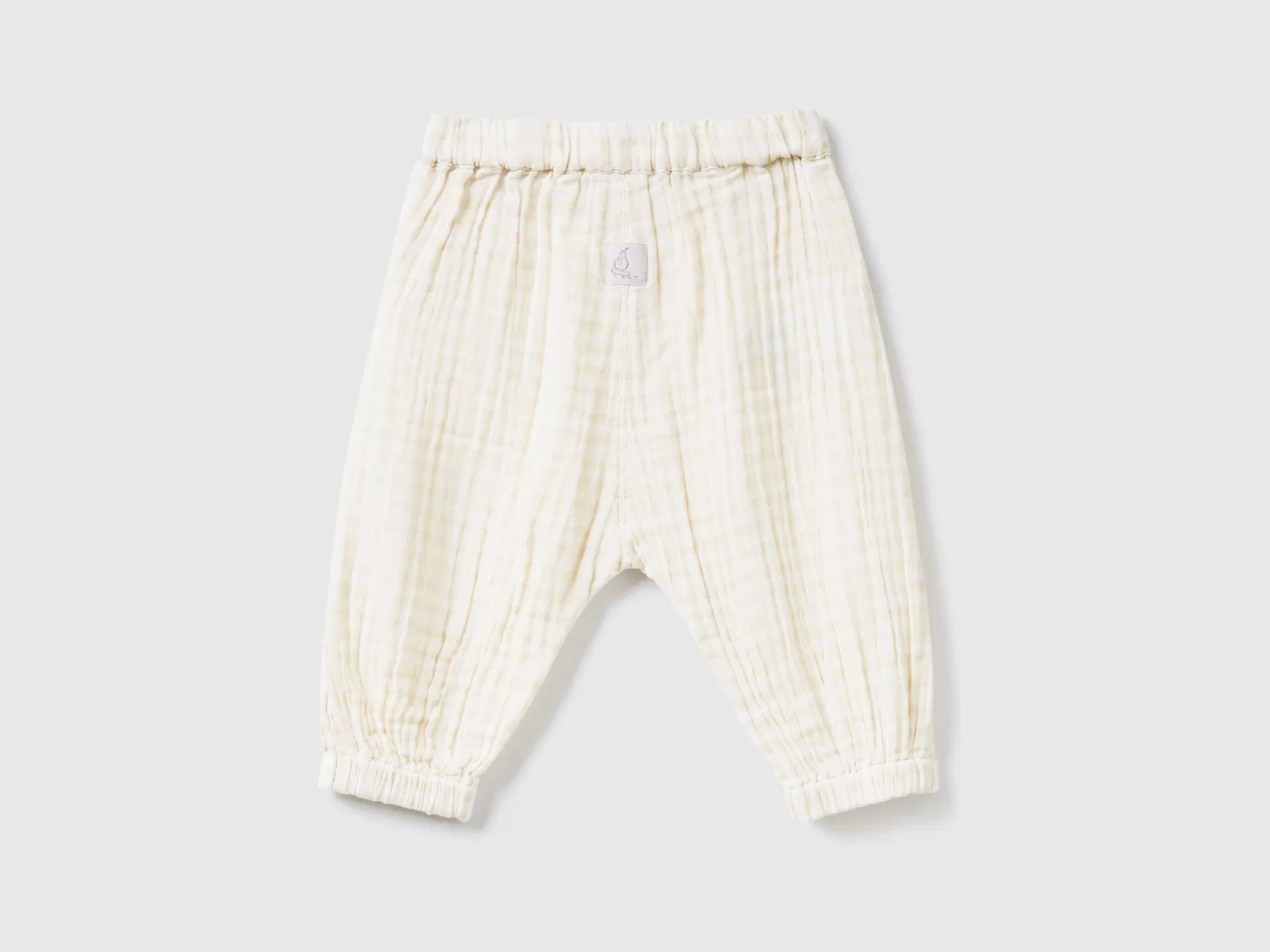 Benetton Pantaloni Vichy In Puro Cotone Bianco Store