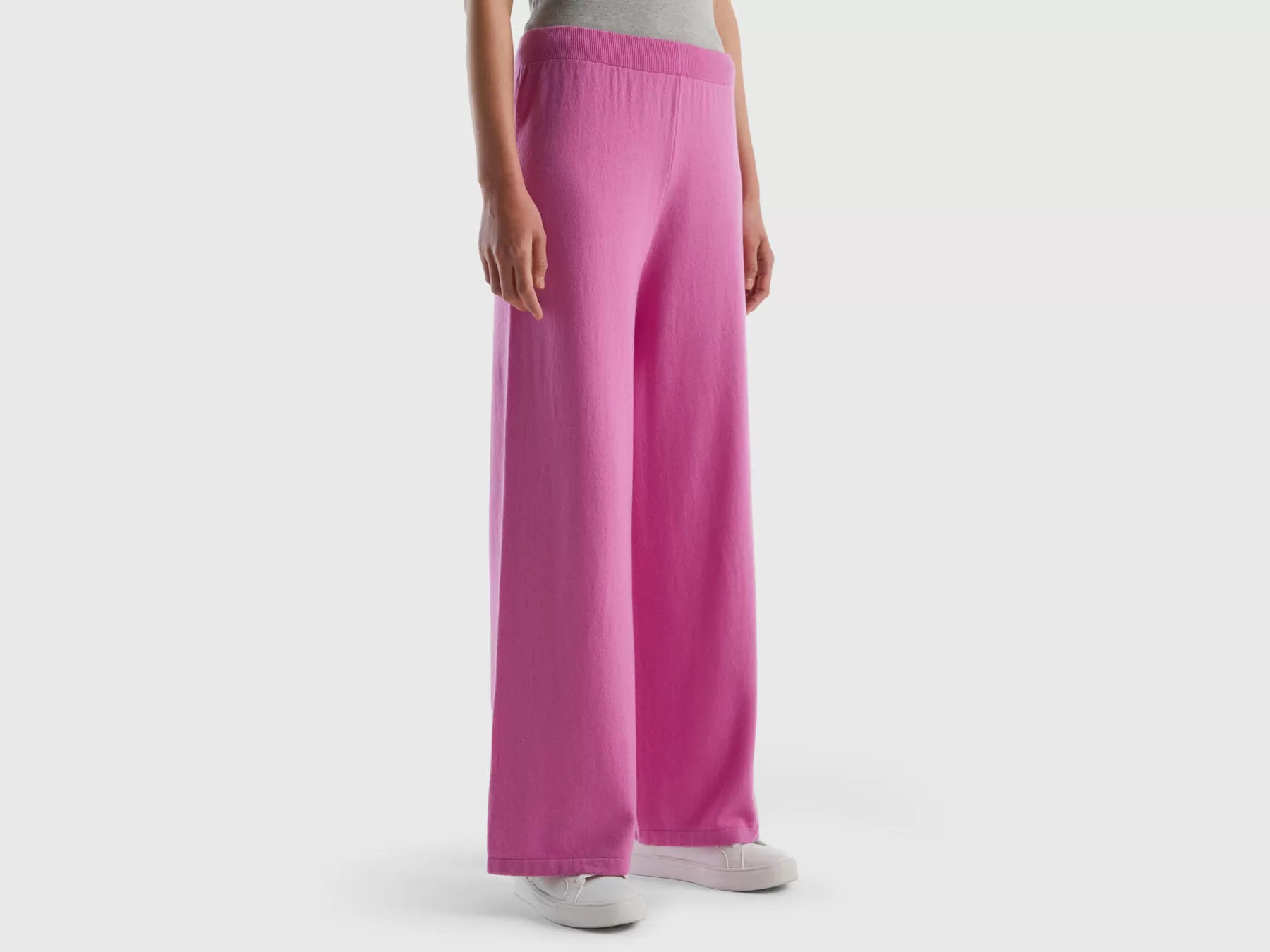 Benetton Pantaloniin Misto Lana E Cashmere Rosa Hot