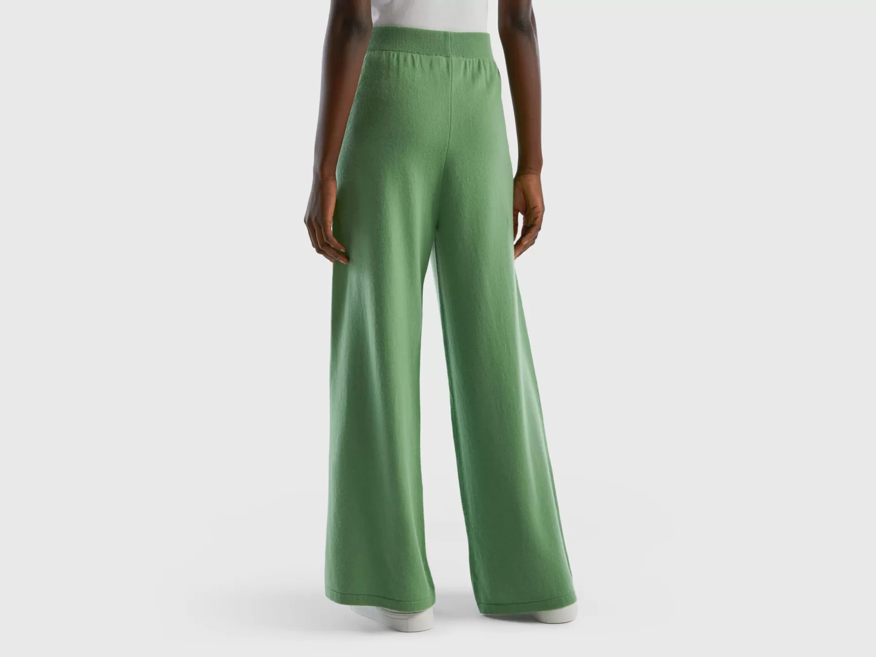 Benetton Pantalonisalvia In Misto Lana E Cashmere Verde Outlet