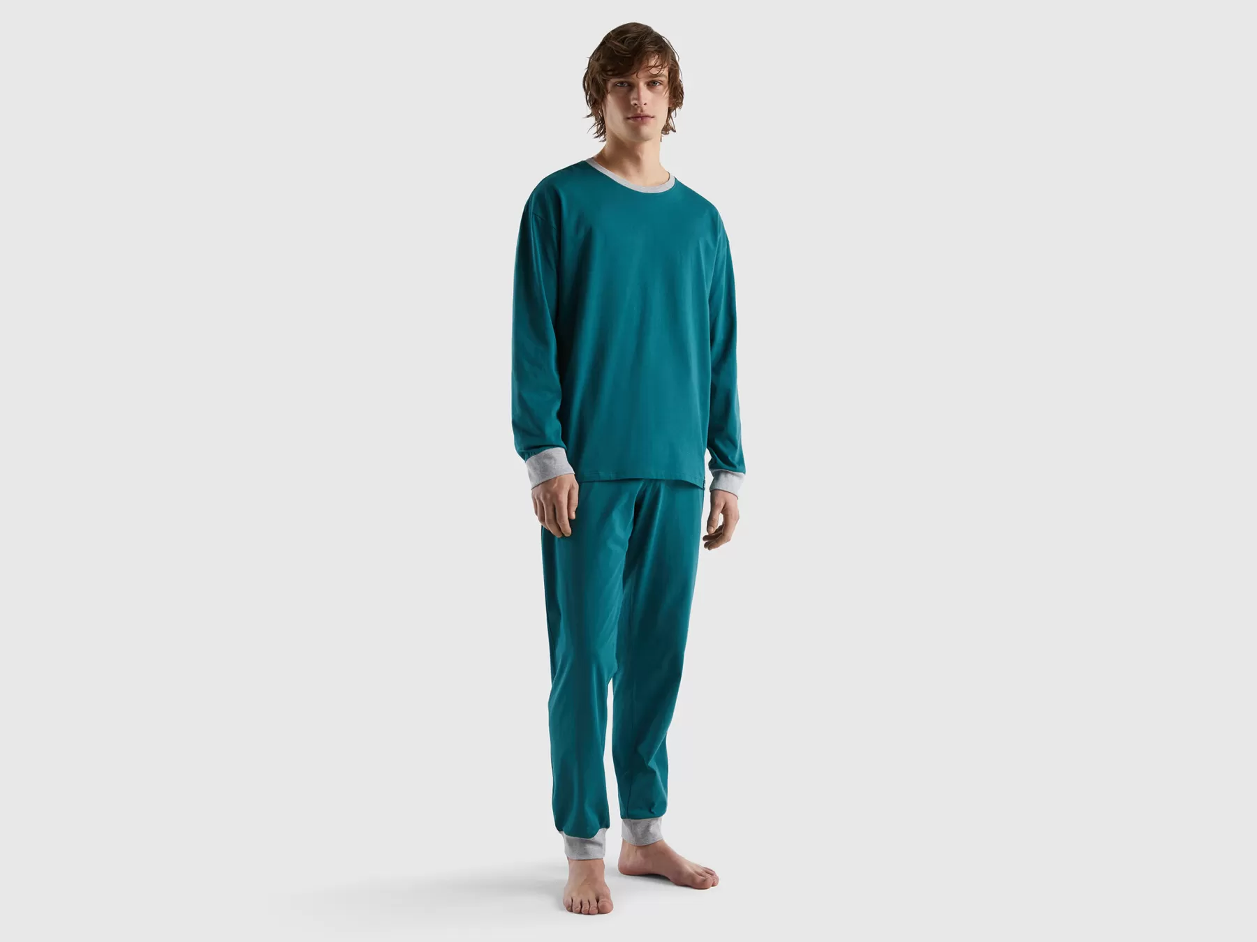 Benetton Pigiama Con Sacca 100% Cotone Verde Scuro Best Sale