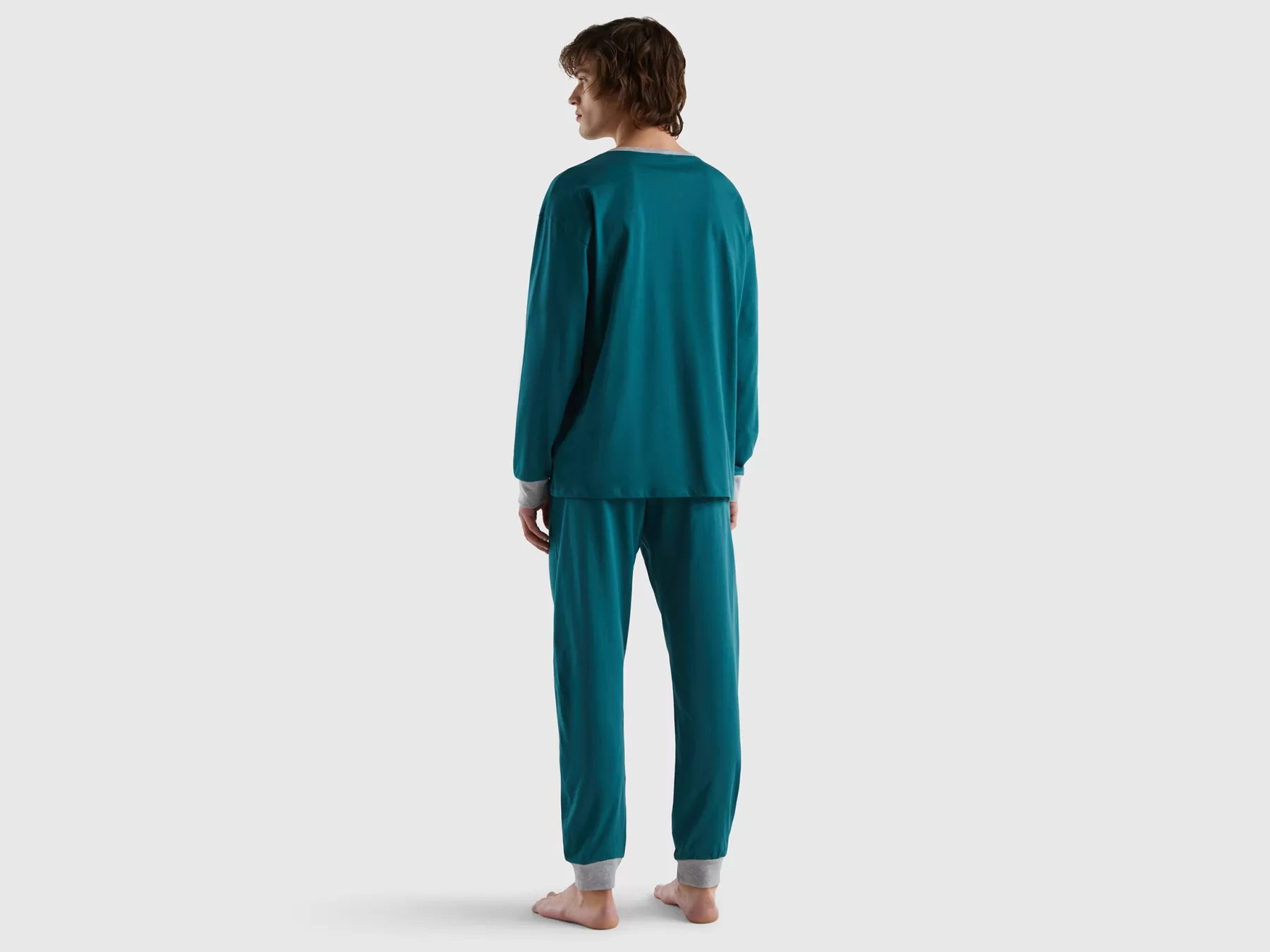 Benetton Pigiama Con Sacca 100% Cotone Verde Scuro Best Sale