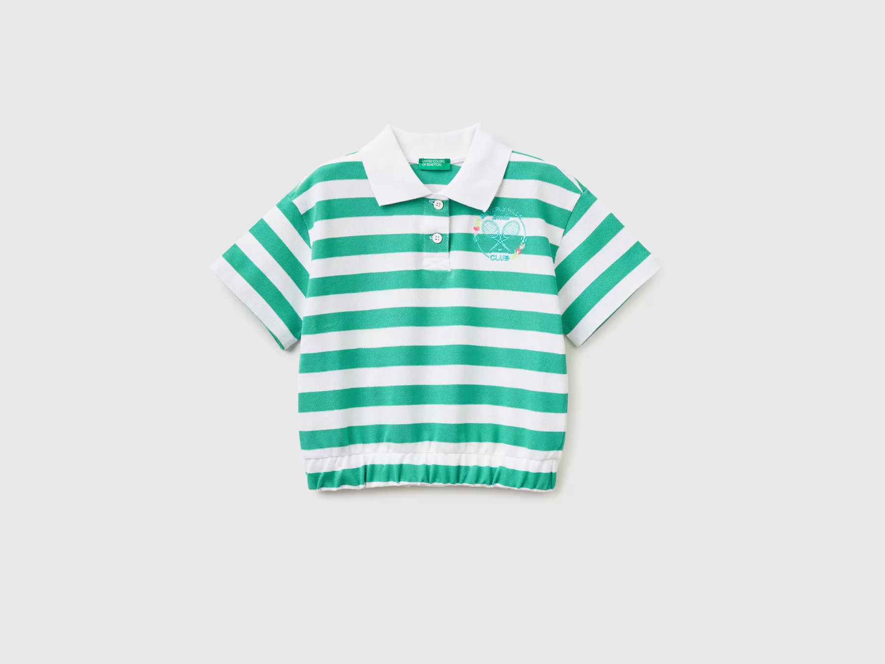 Benetton Polo A Righe Con Stemma Verde Store