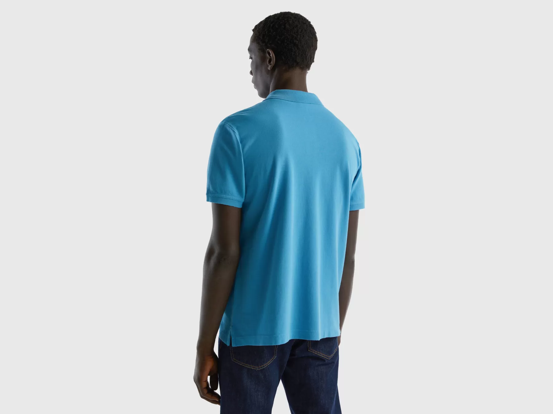 Benetton Polo Azzurra Regular Fit Turchese Best Sale