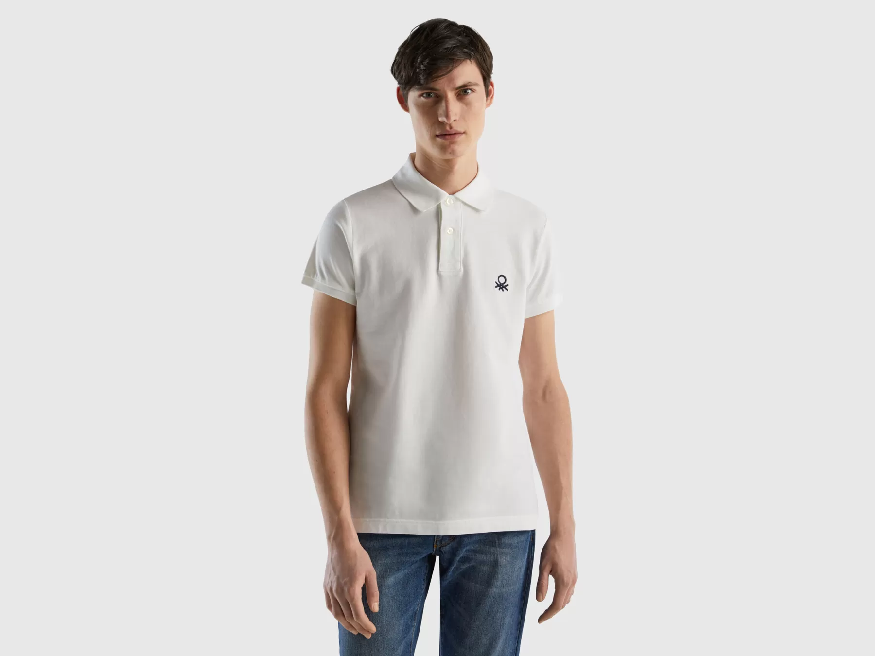 Benetton Polo Bianca Slim Fit Bianco Best